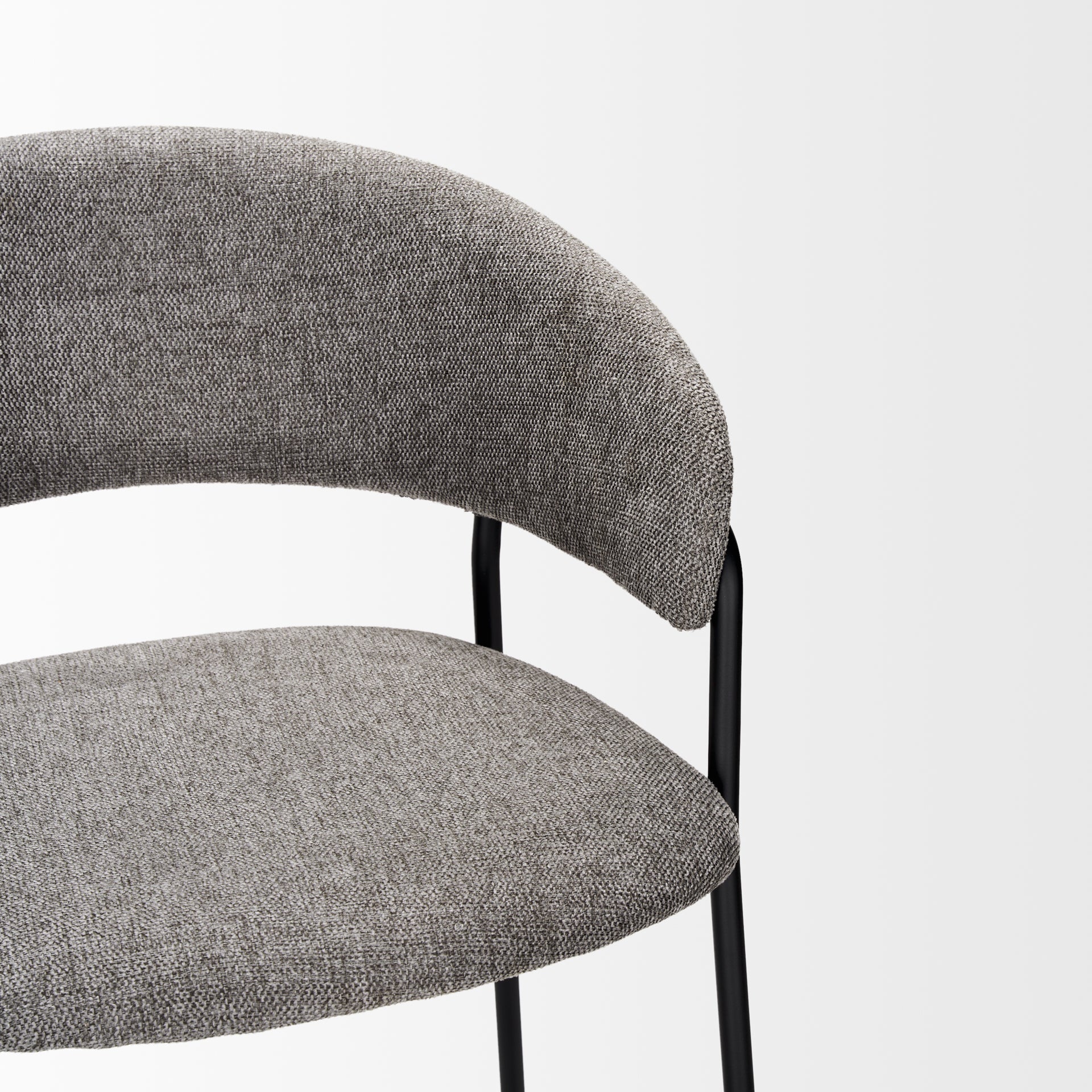 Carolyn Bar Stool w/ Gray Fabric & Matte Black Metal