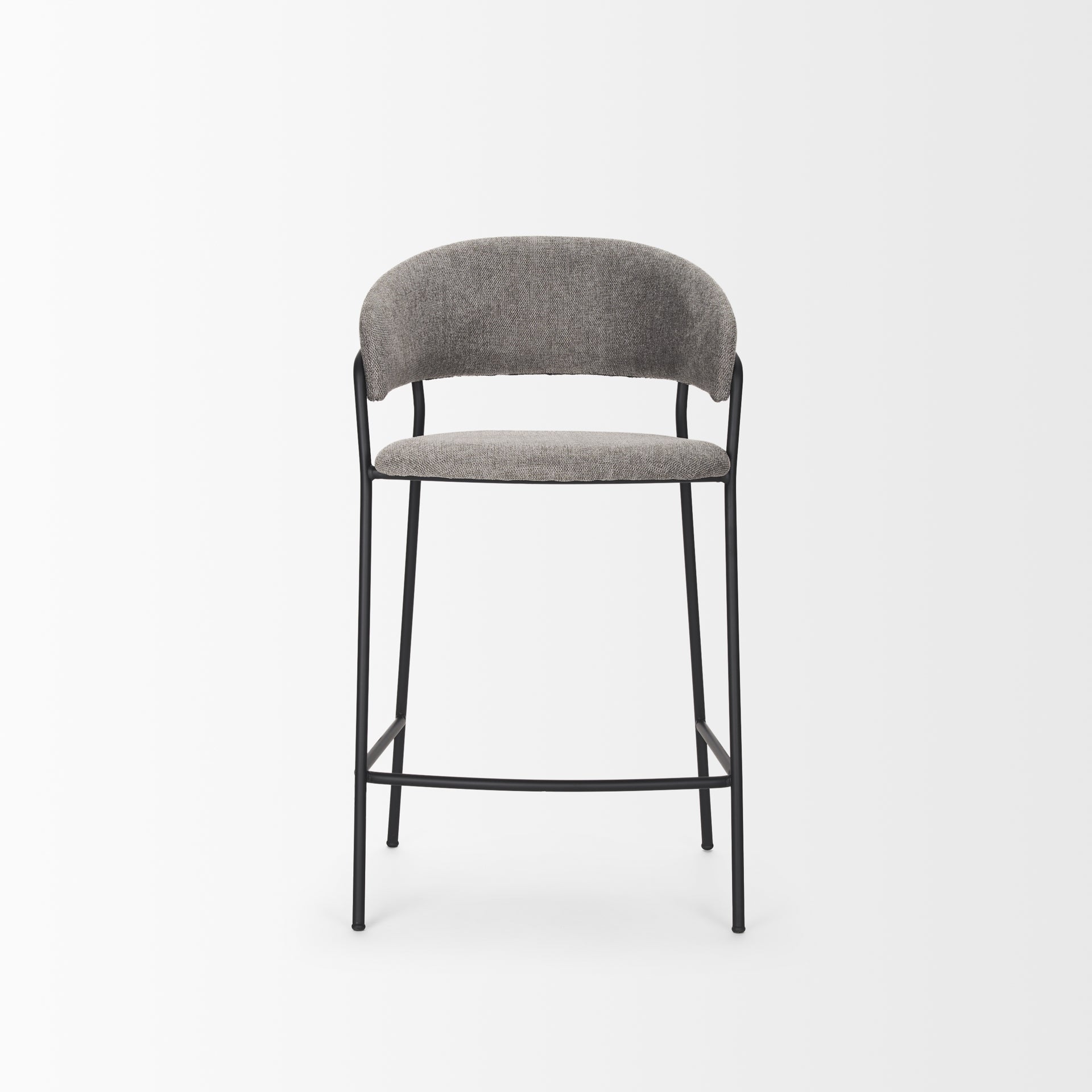 Carolyn Counter Stool w/ Gray Fabric & Matte Black Metal