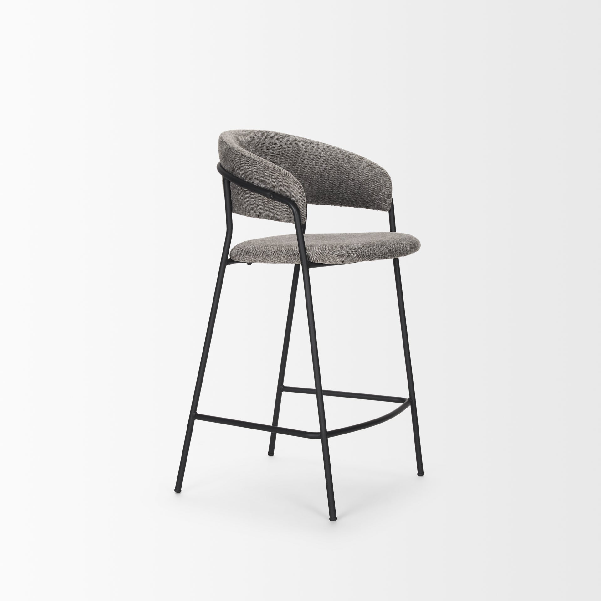 Carolyn Counter Stool w/ Gray Fabric & Matte Black Metal
