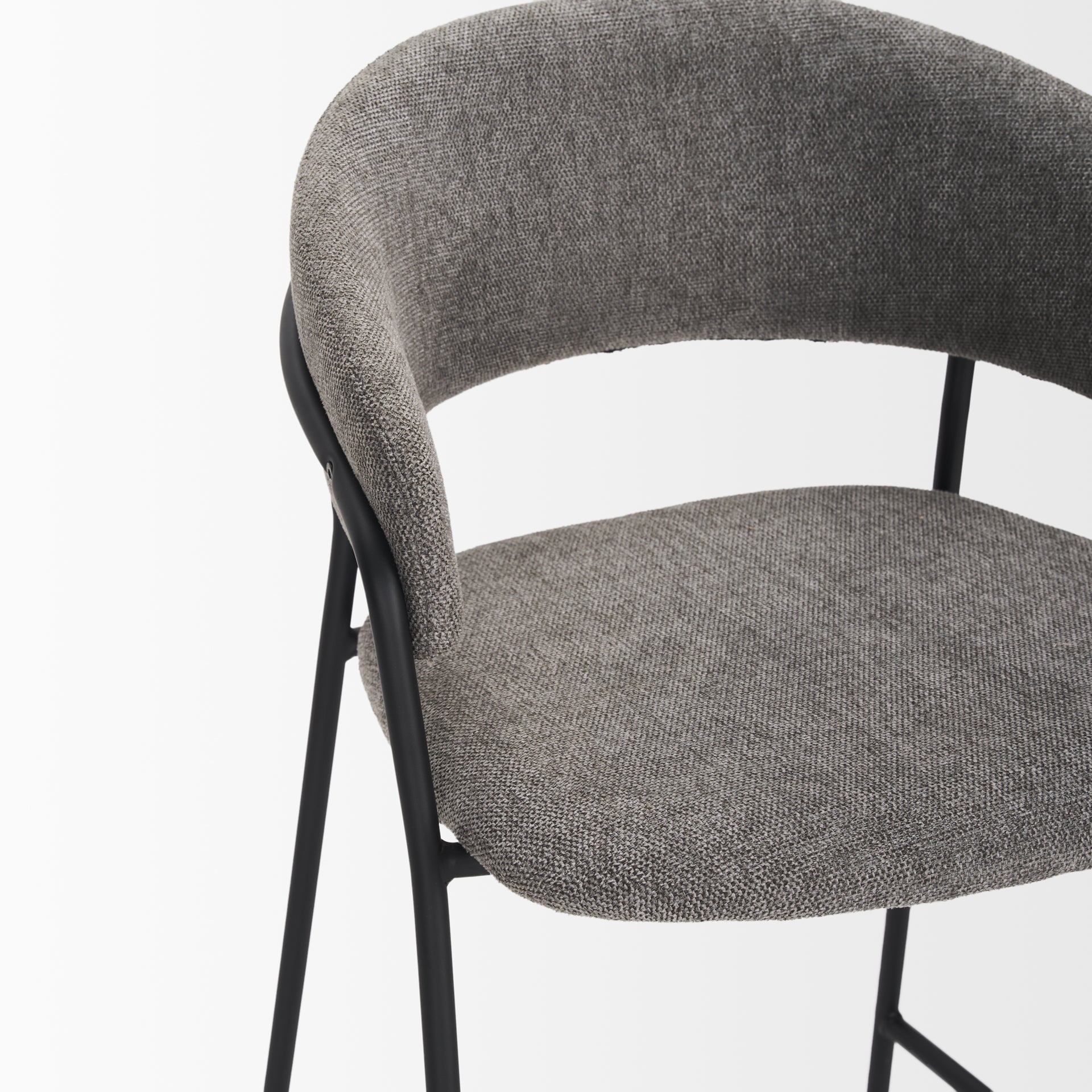 Carolyn Counter Stool w/ Gray Fabric & Matte Black Metal