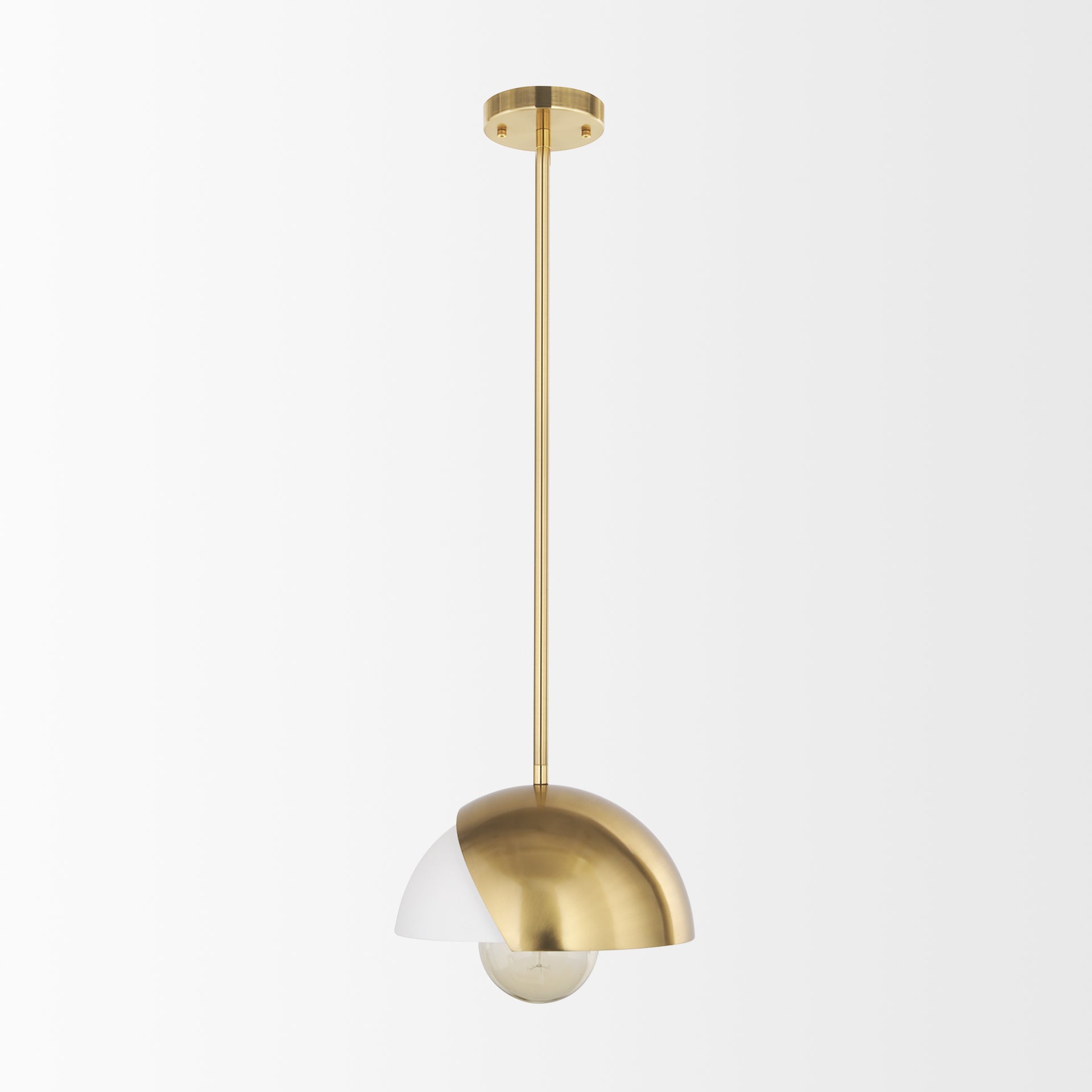 Cybill Brushed Brass w/ White Metal Shade 1-Light Wall Pendant