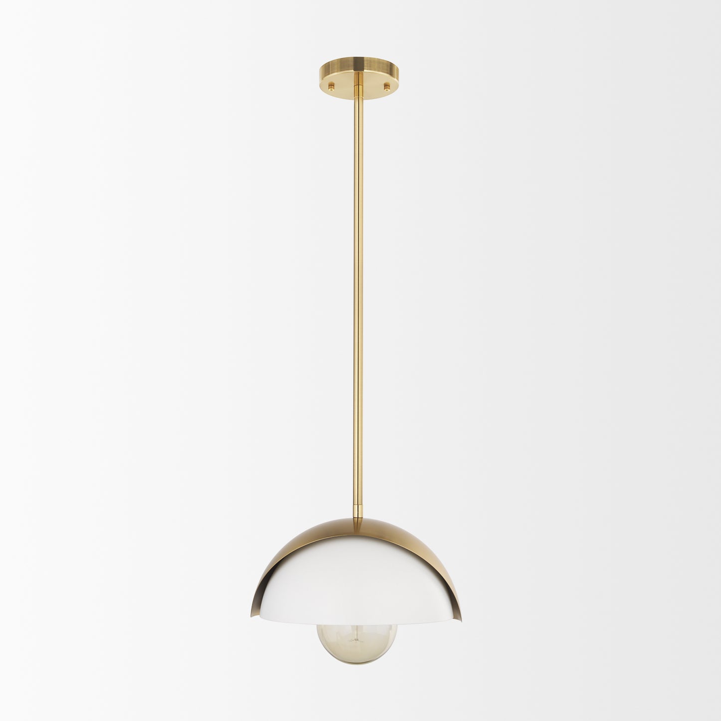 Cybill Brushed Brass w/ White Metal Shade 1-Light Wall Pendant