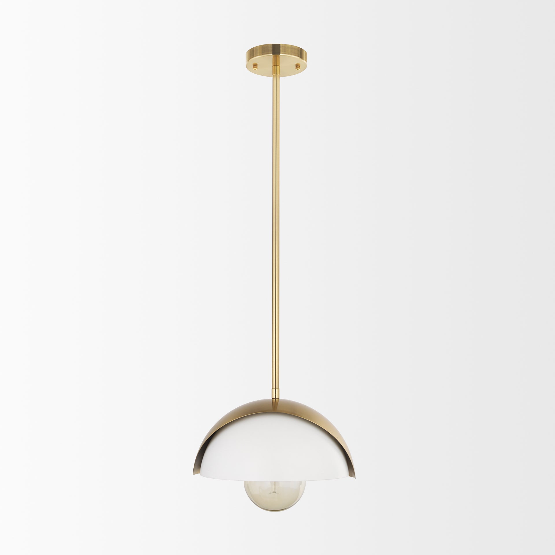 Cybill Brushed Brass w/ White Metal Shade 1-Light Wall Pendant