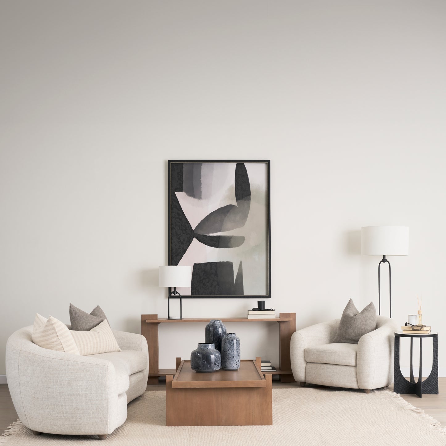 Sarah 20.0L x 12.0W x 66.3H Arched Black Metal W/Marble Cube and White Shade Floor Lamp