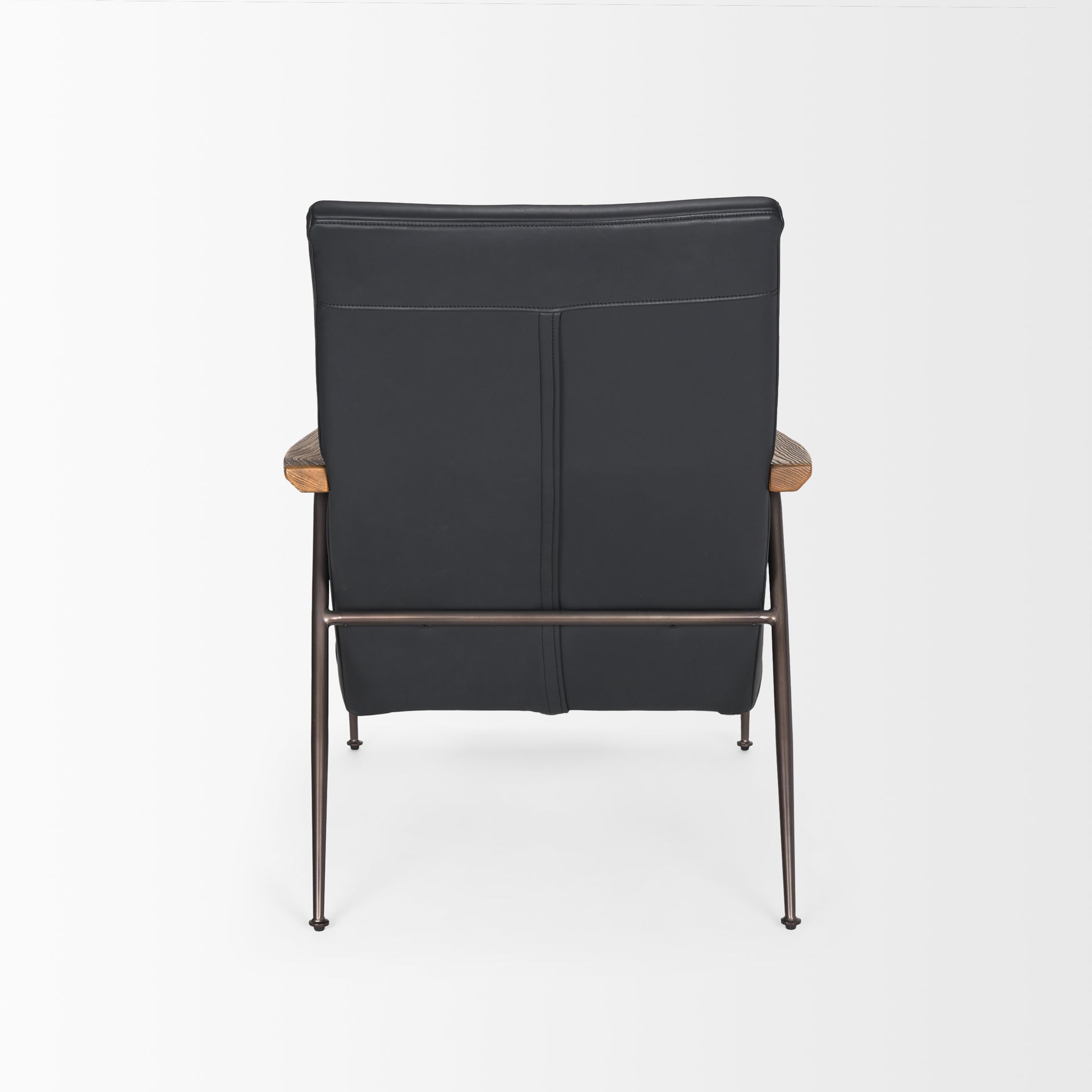 Grosjean Black Leather w/ Black Metal Frame Accent Chair