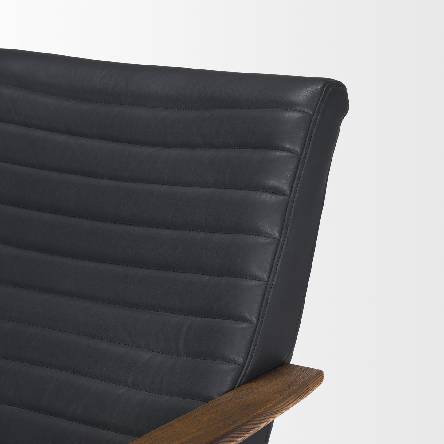 Grosjean Black Leather w/ Black Metal Frame Accent Chair