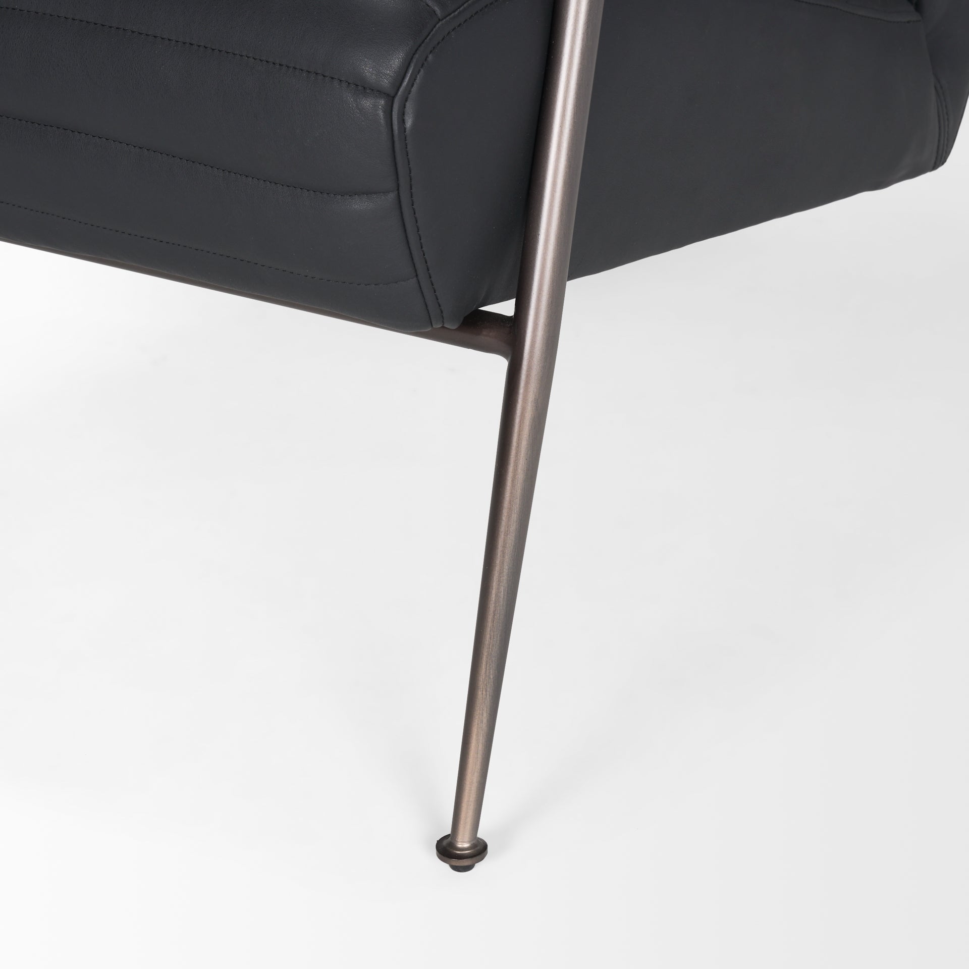 Grosjean Black Leather w/ Black Metal Frame Accent Chair