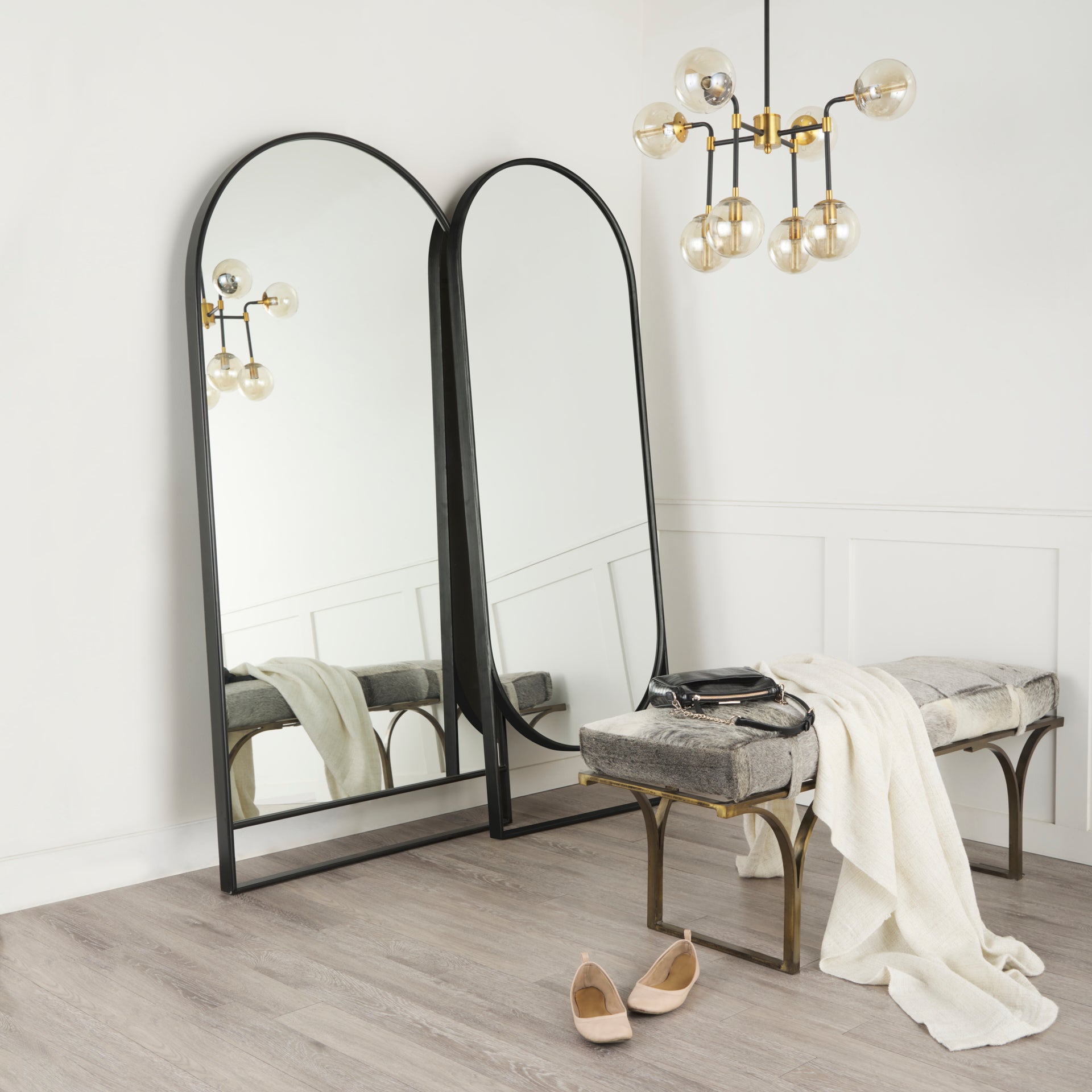 Sadie Floor Mirror Black Metal | 78H - floor-mirrors