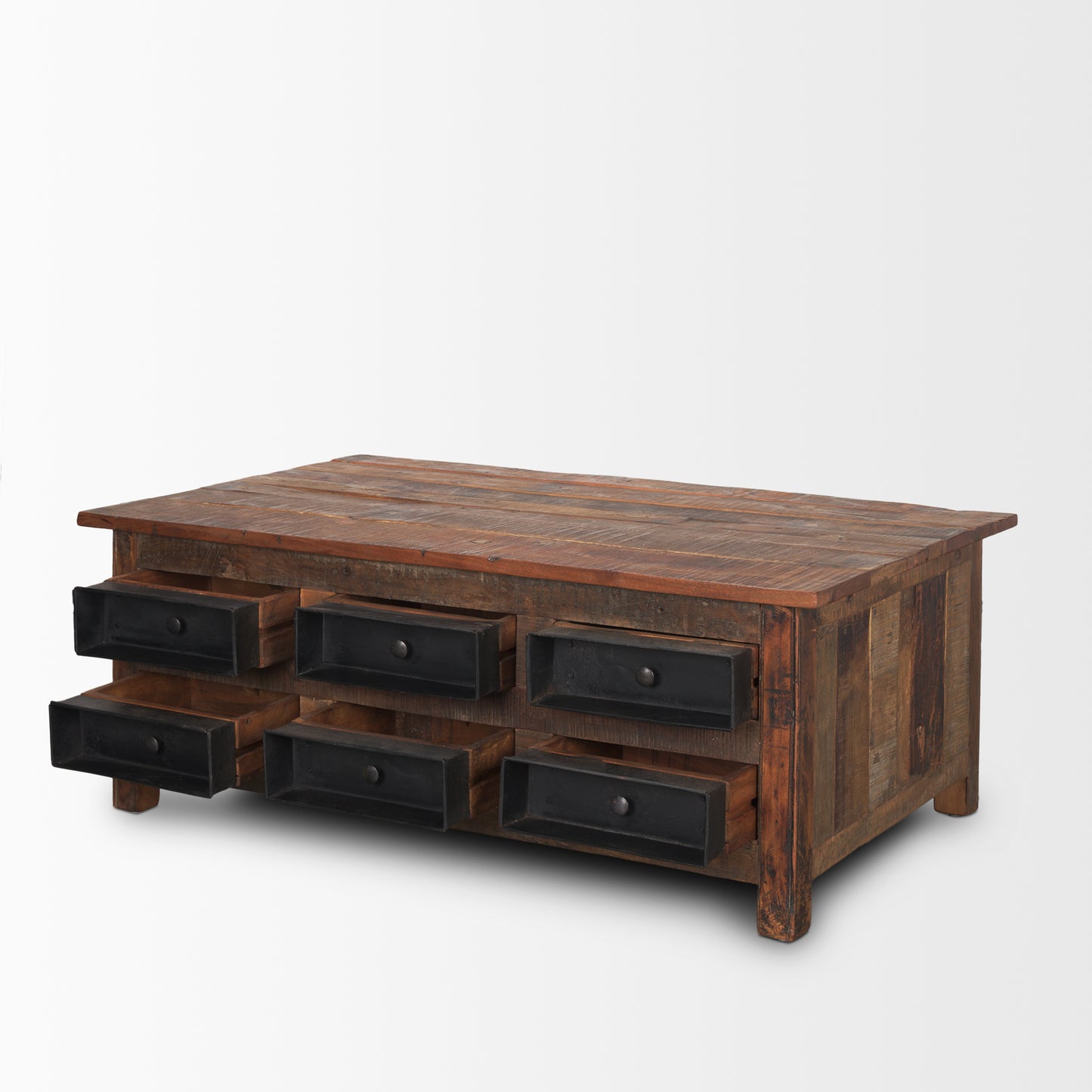 Wilton Coffee Table Black Metal | Brown Wood - coffee-tables