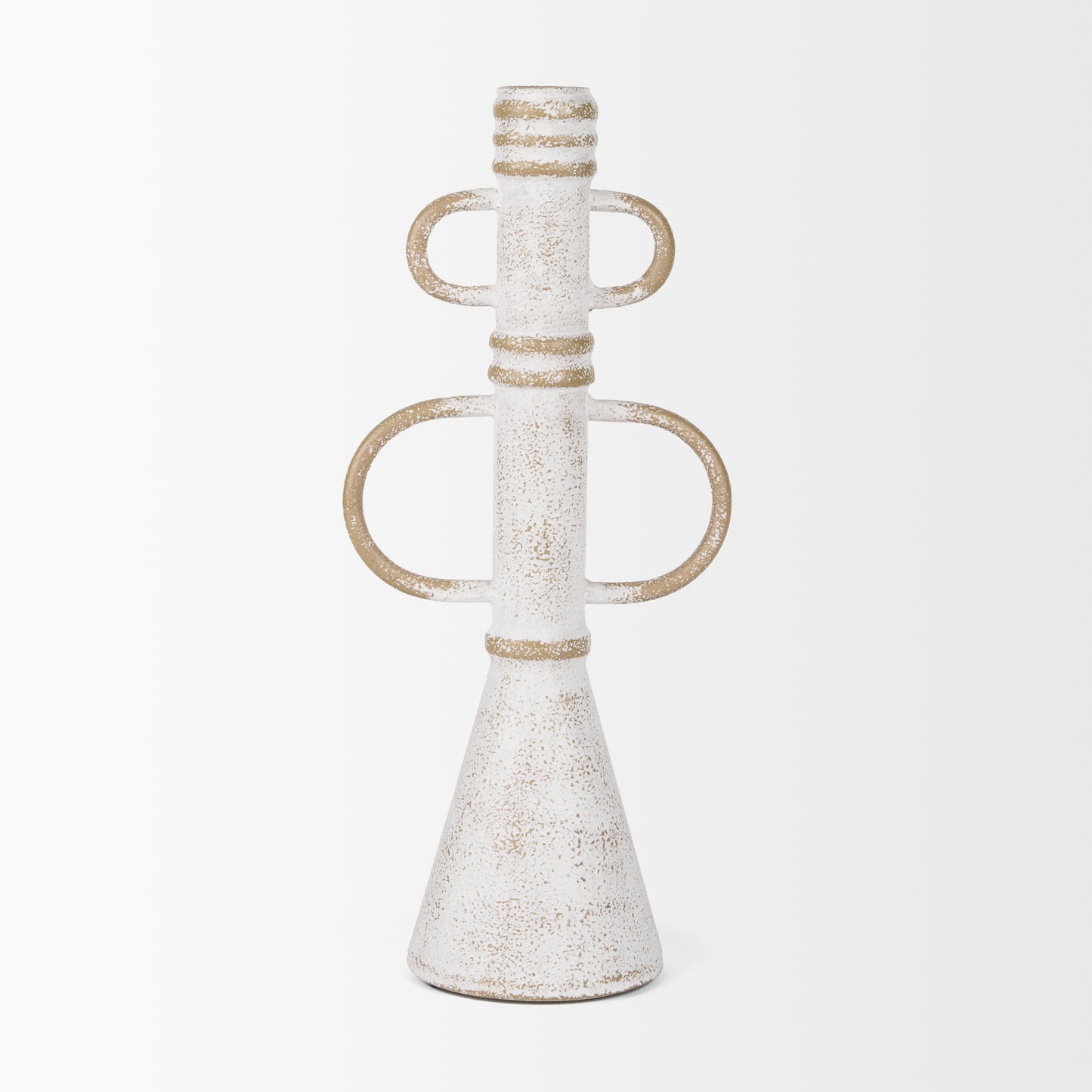 Ziva Large Distressed White Metal Sculptural Object