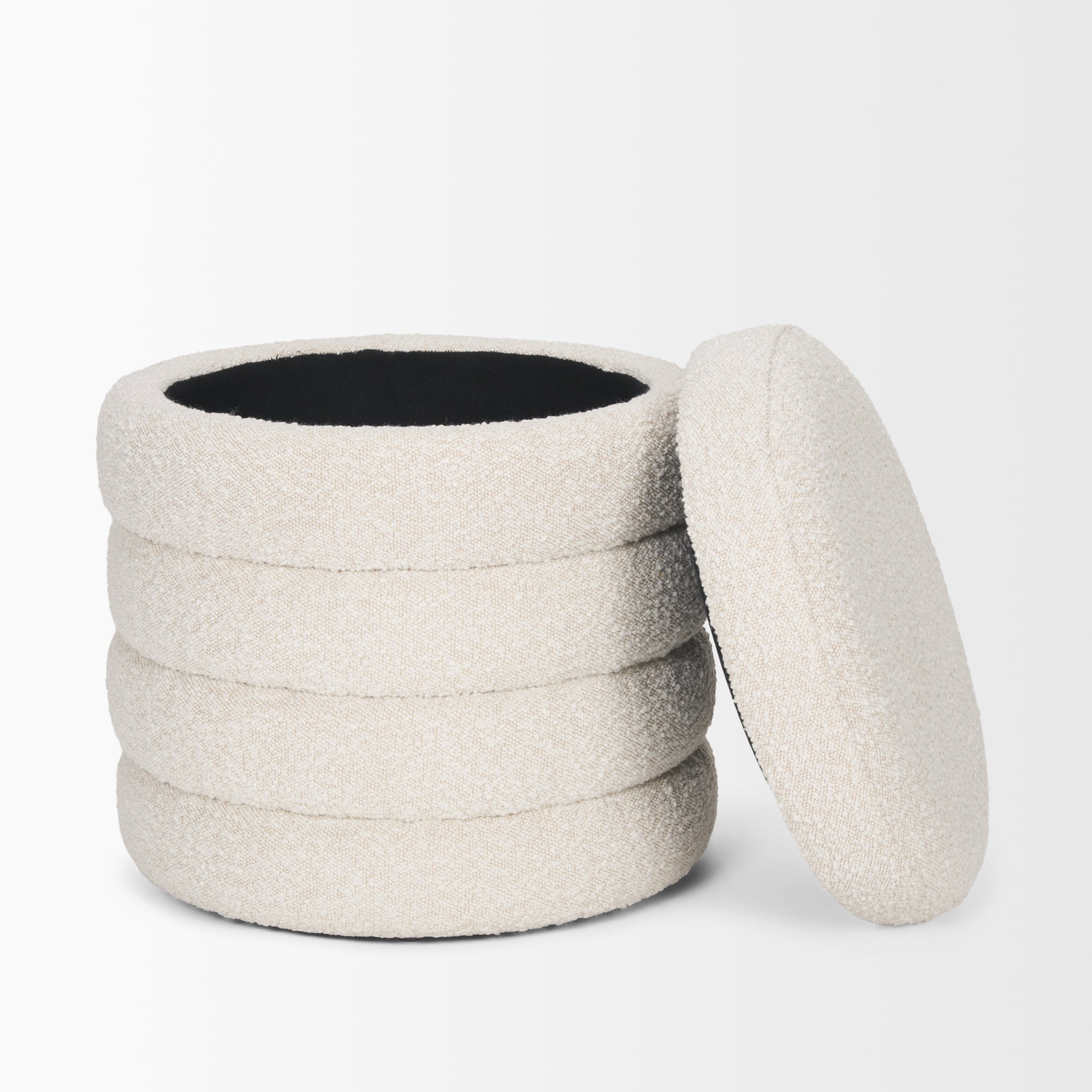 Elise Cream Boucle Upholstered Storage Ottoman