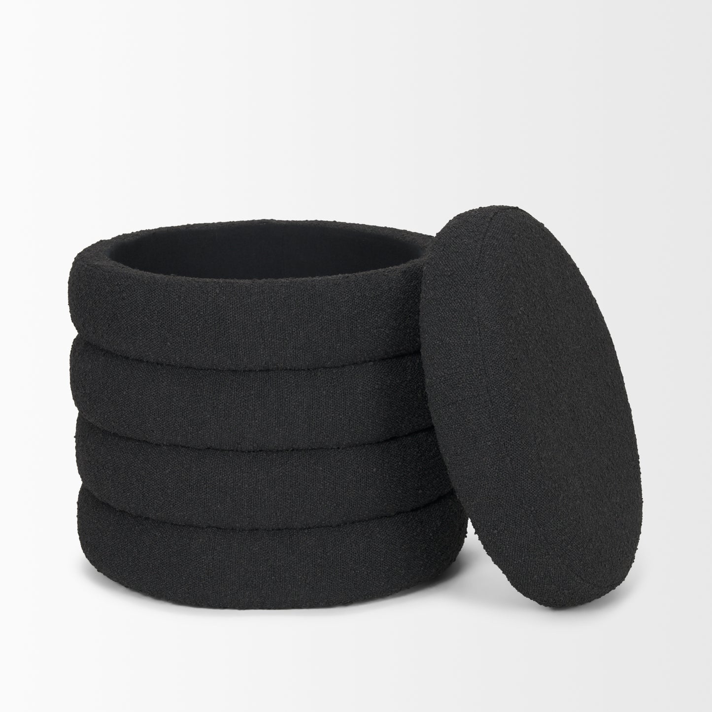Elise Black Boucle Upholstered Storage Ottoman