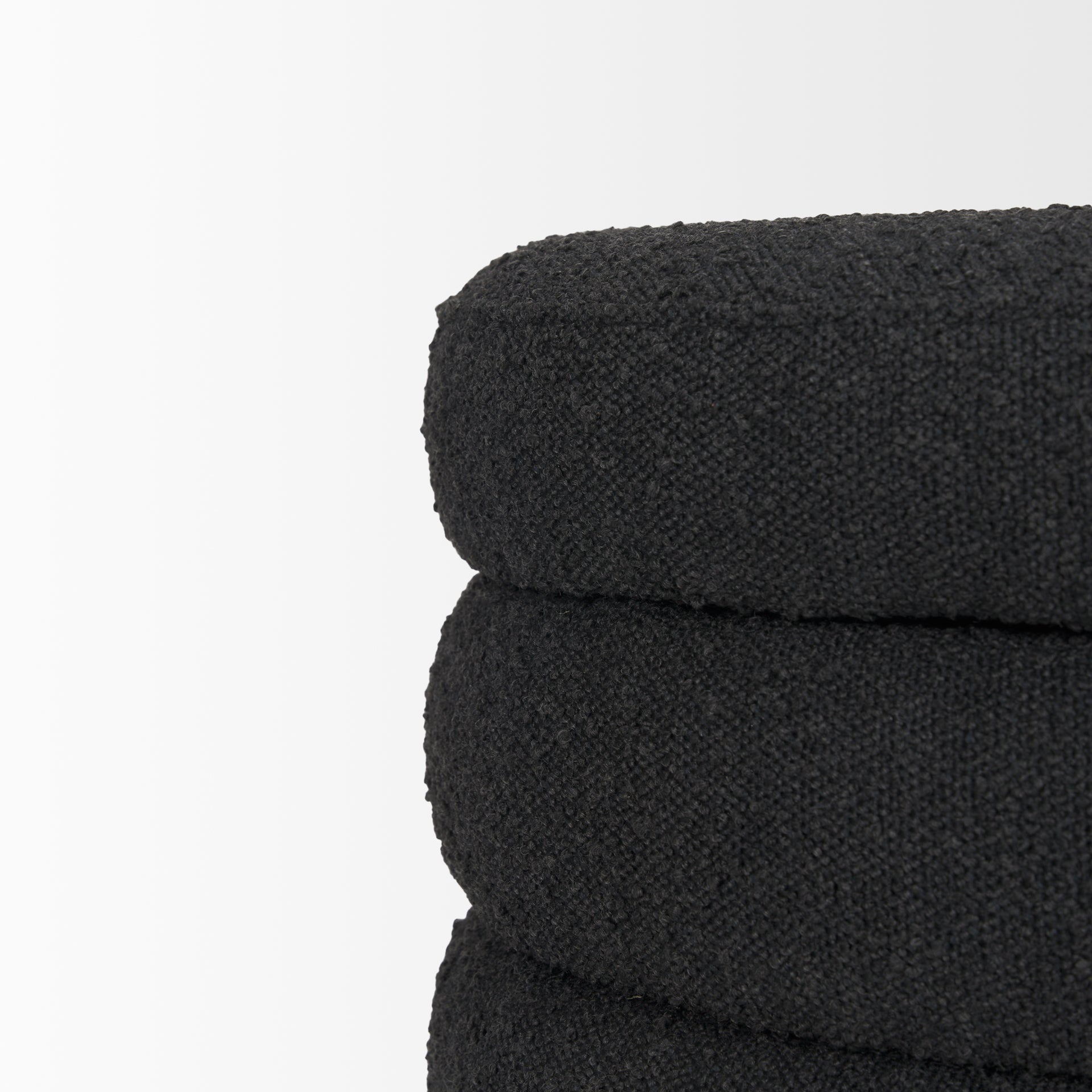 Elise Black Boucle Upholstered Storage Ottoman