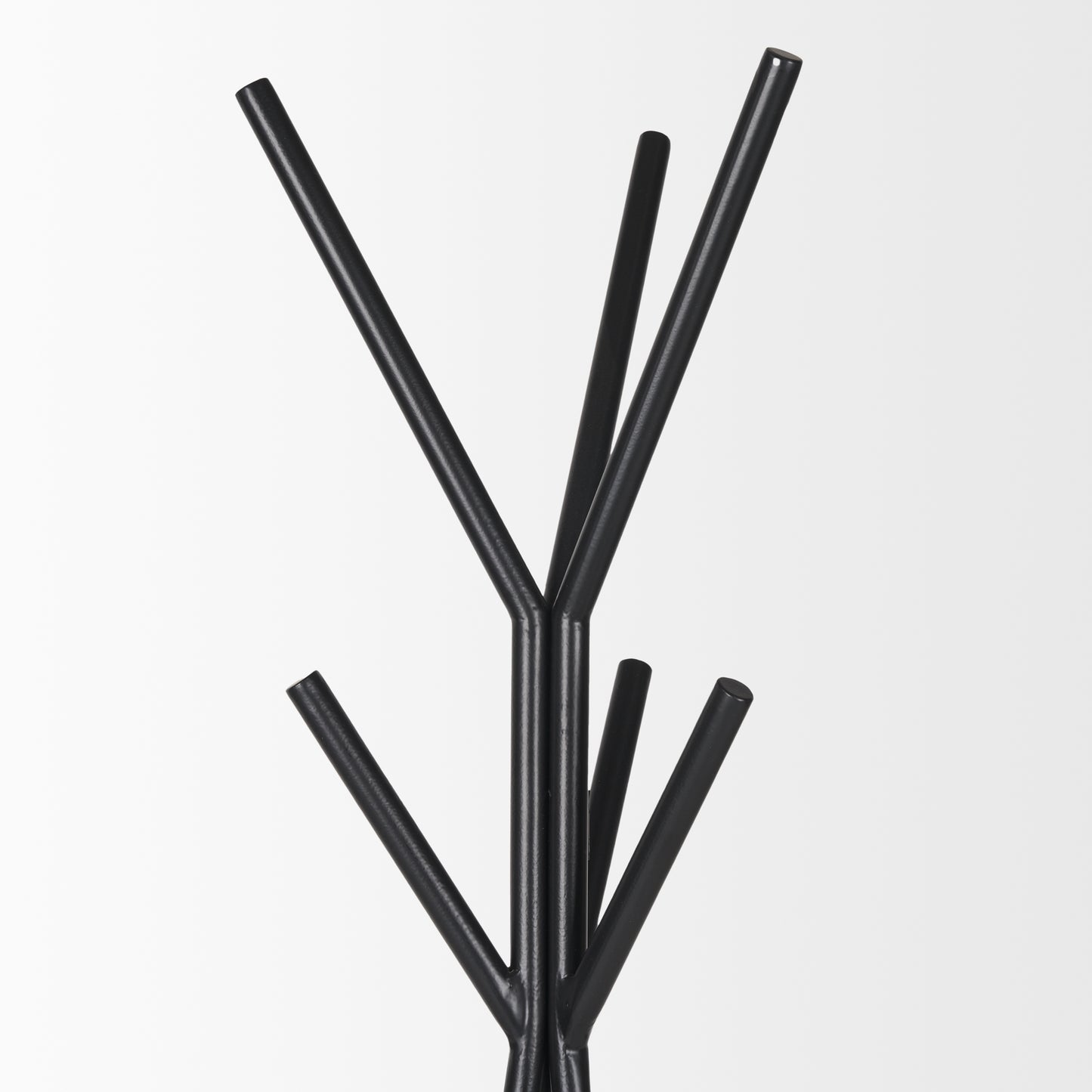 Everett Matte Black Metal w/ Two Metal Shelves Coat Rack
