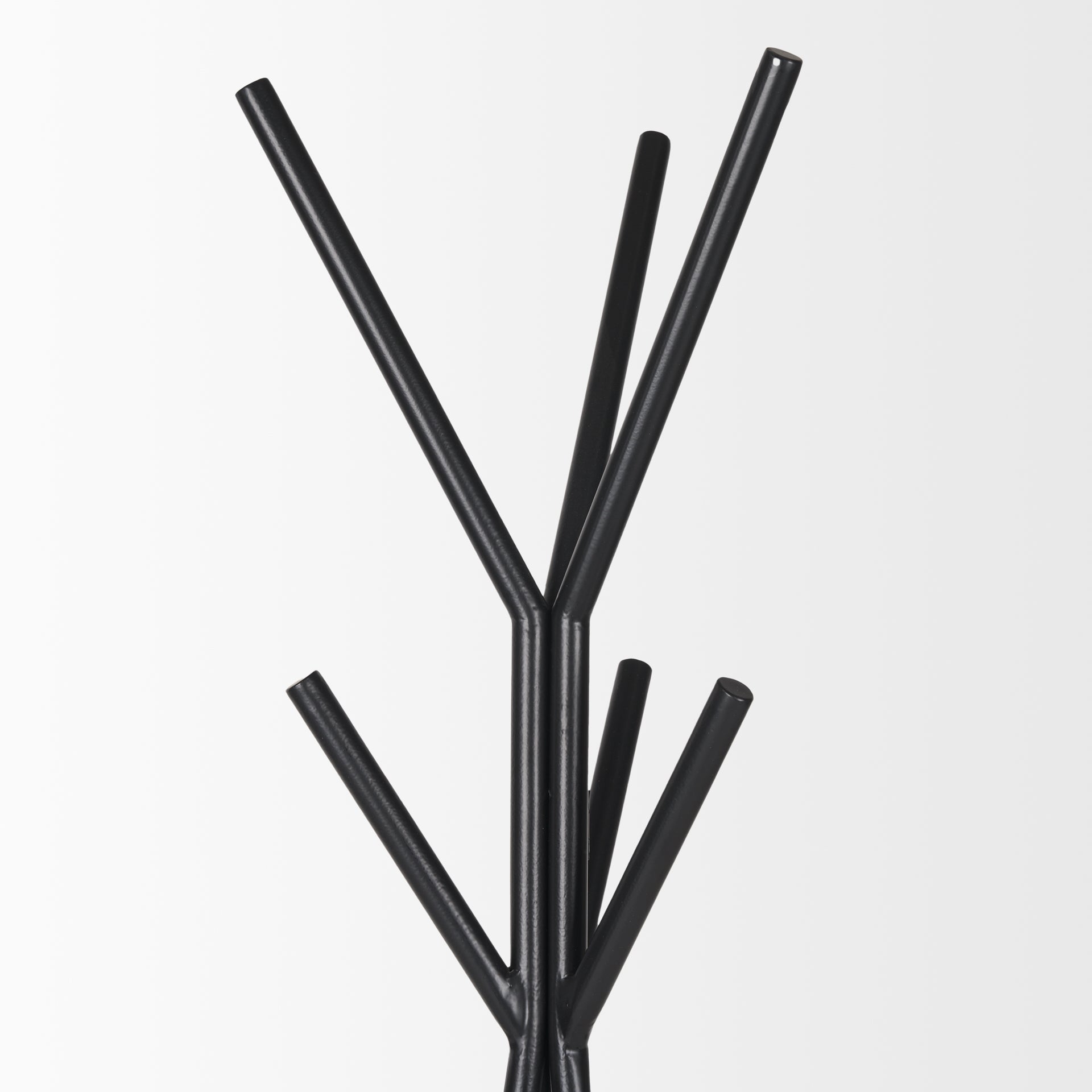 Everett Matte Black Metal w/ Two Metal Shelves Coat Rack