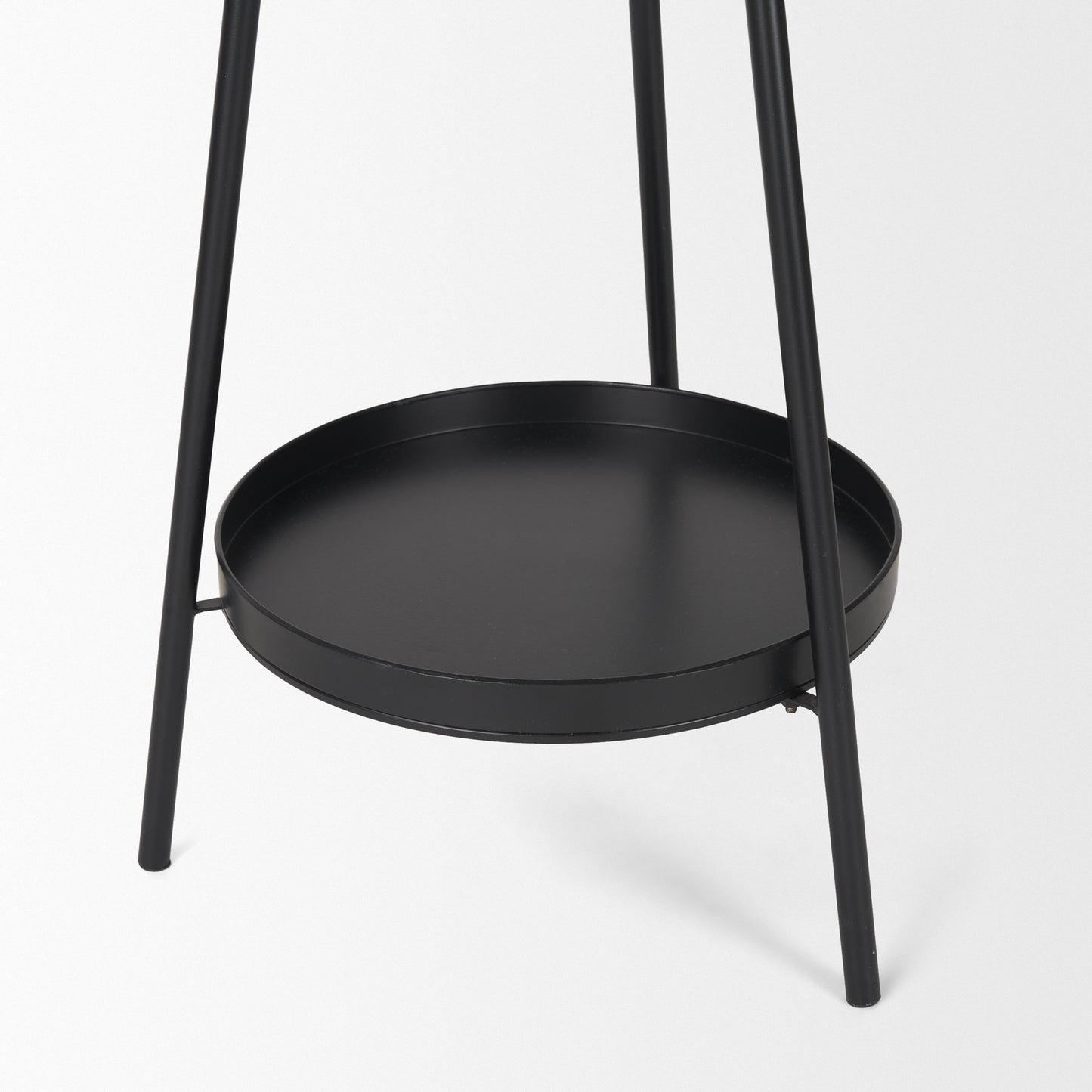 Everett Matte Black Metal w/ Two Metal Shelves Coat Rack