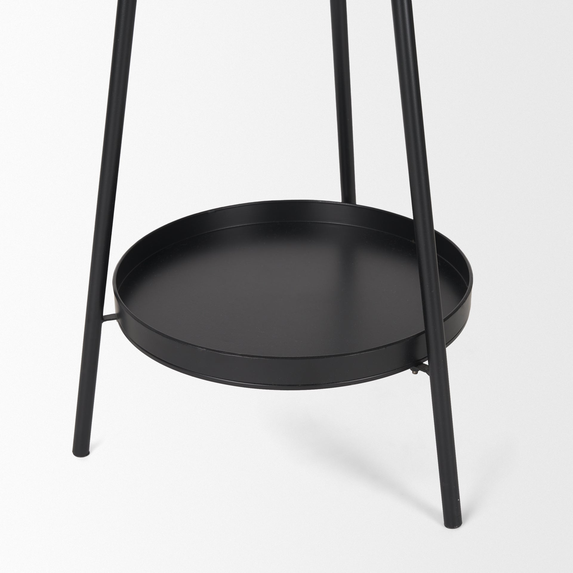 Everett Matte Black Metal w/ Two Metal Shelves Coat Rack