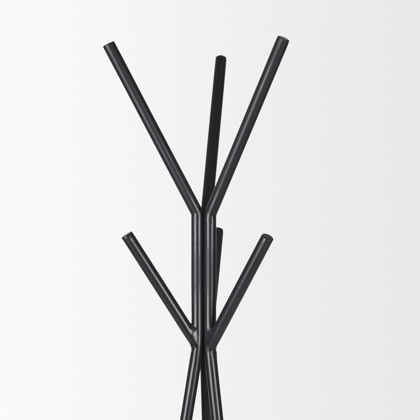 Everett Matte Black Metal w/ Two Wood Shelves Coat Rack