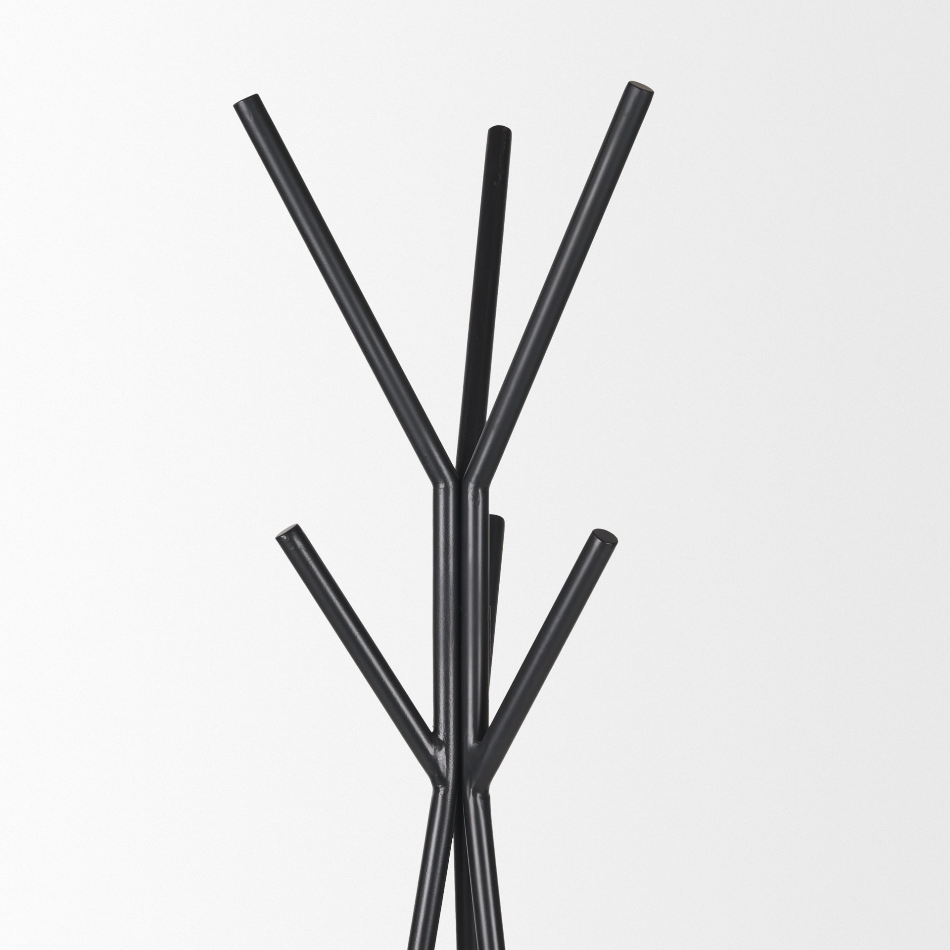 Everett Matte Black Metal w/ Two Wood Shelves Coat Rack