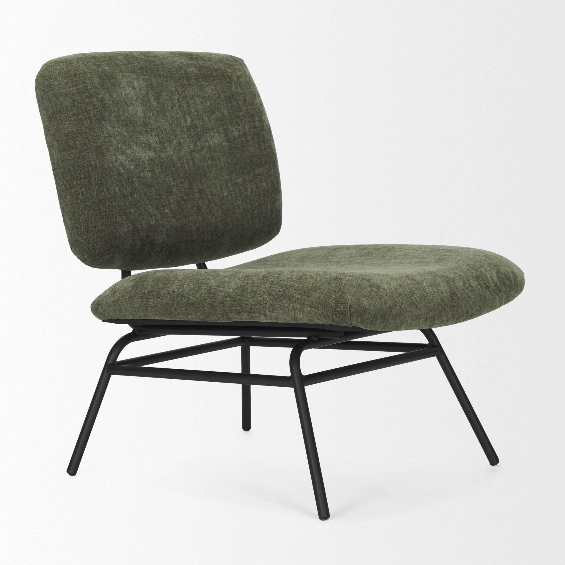 Nora Upholstered Accent Chair Green | Black Metal - accent-chairs