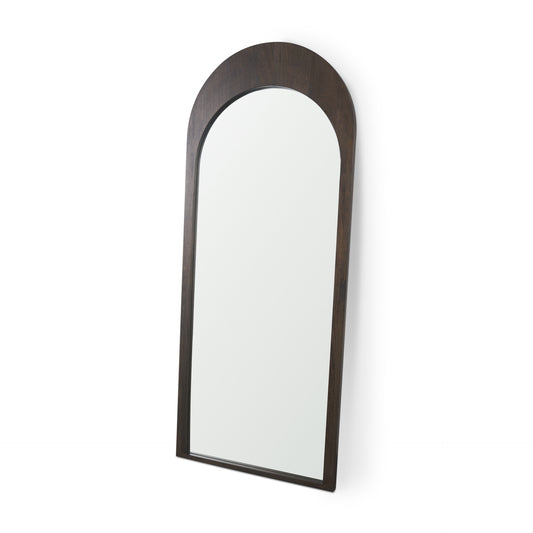 Celeste Dark Brown Wood Arched Floor Mirror