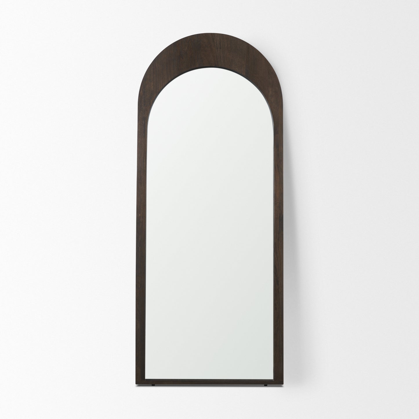 Celeste Dark Brown Wood Arched Floor Mirror
