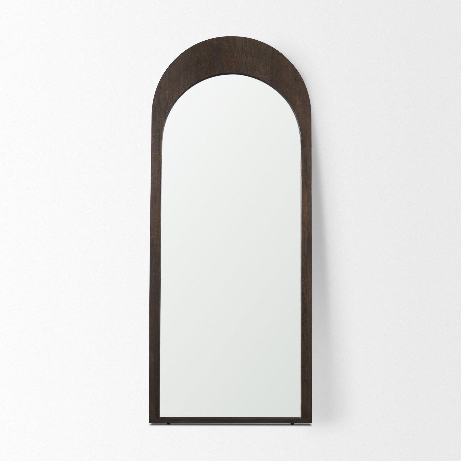 Celeste Dark Brown Wood Arched Floor Mirror