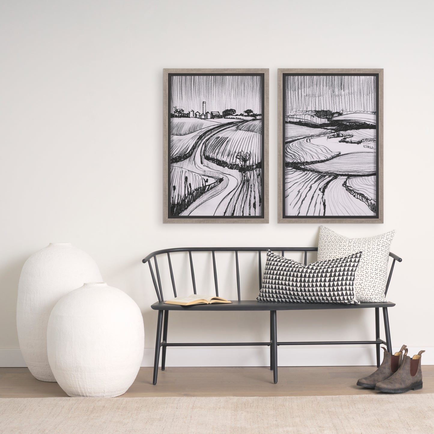 Jayden 22x22 Cream w/ Black Print Linen Square Pillow Cover