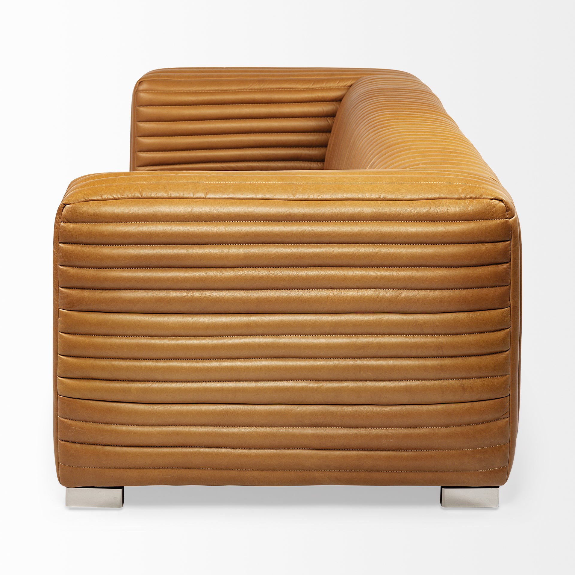 Ricciardo Cognac Leather Three Seater Sofa 82.5L x 38.5W x 26.5H