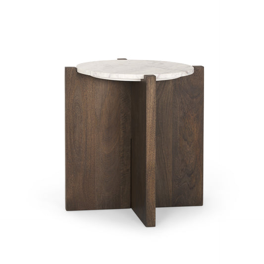 Bianca Accent Table Dark Brown Wood | Marble - accent-tables