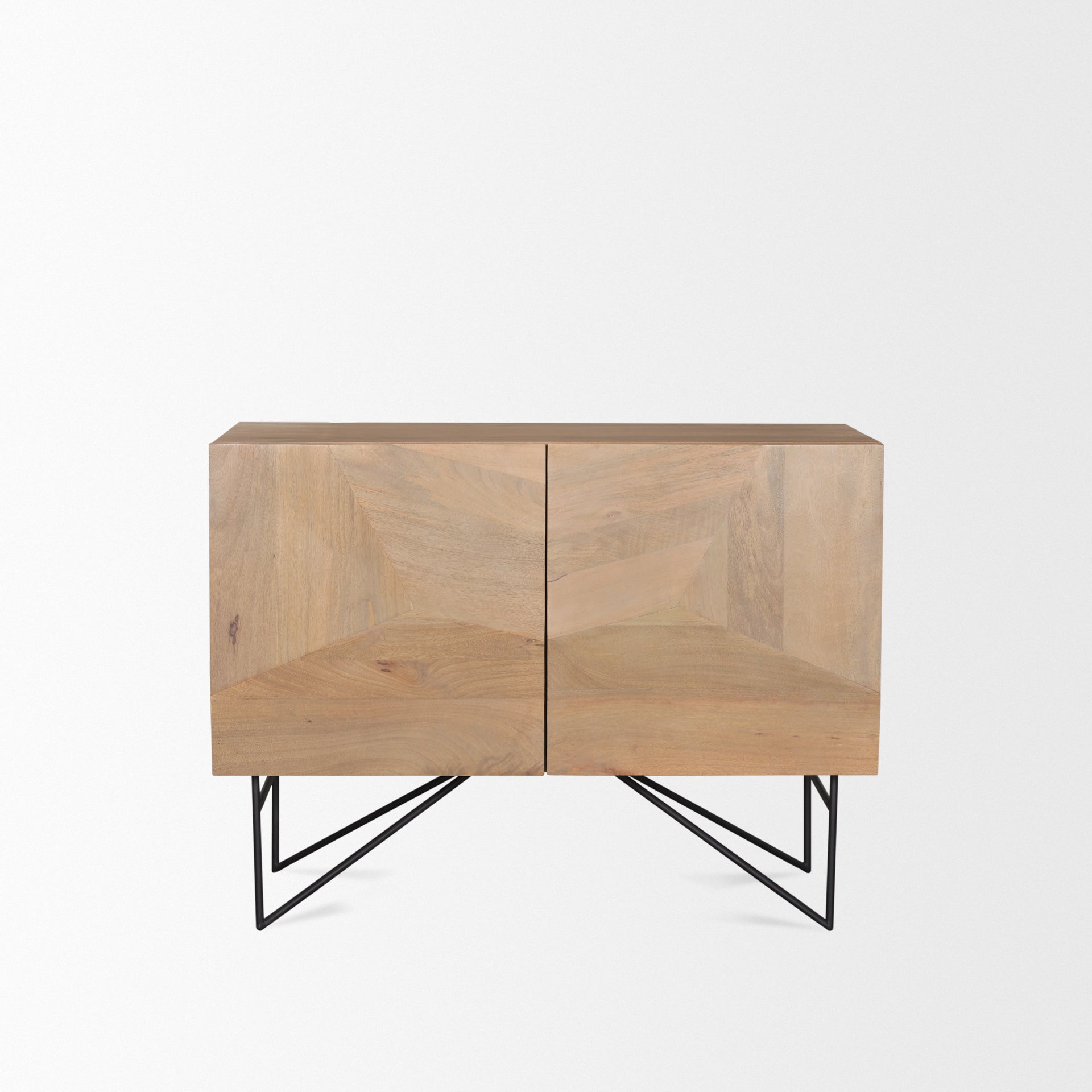 Darwin Light Brown Wooden 2 Door w/ 2 Shelves Accent Cabinet