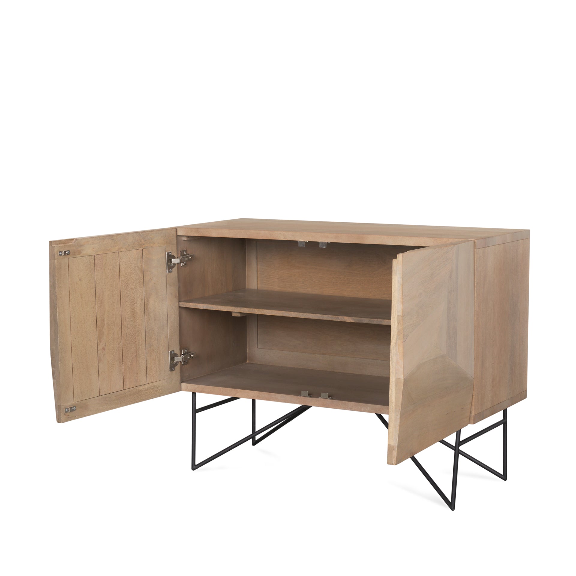 Darwin Accent Cabinet Light Brown Wood | Black Metal - acc-chest-cabinets