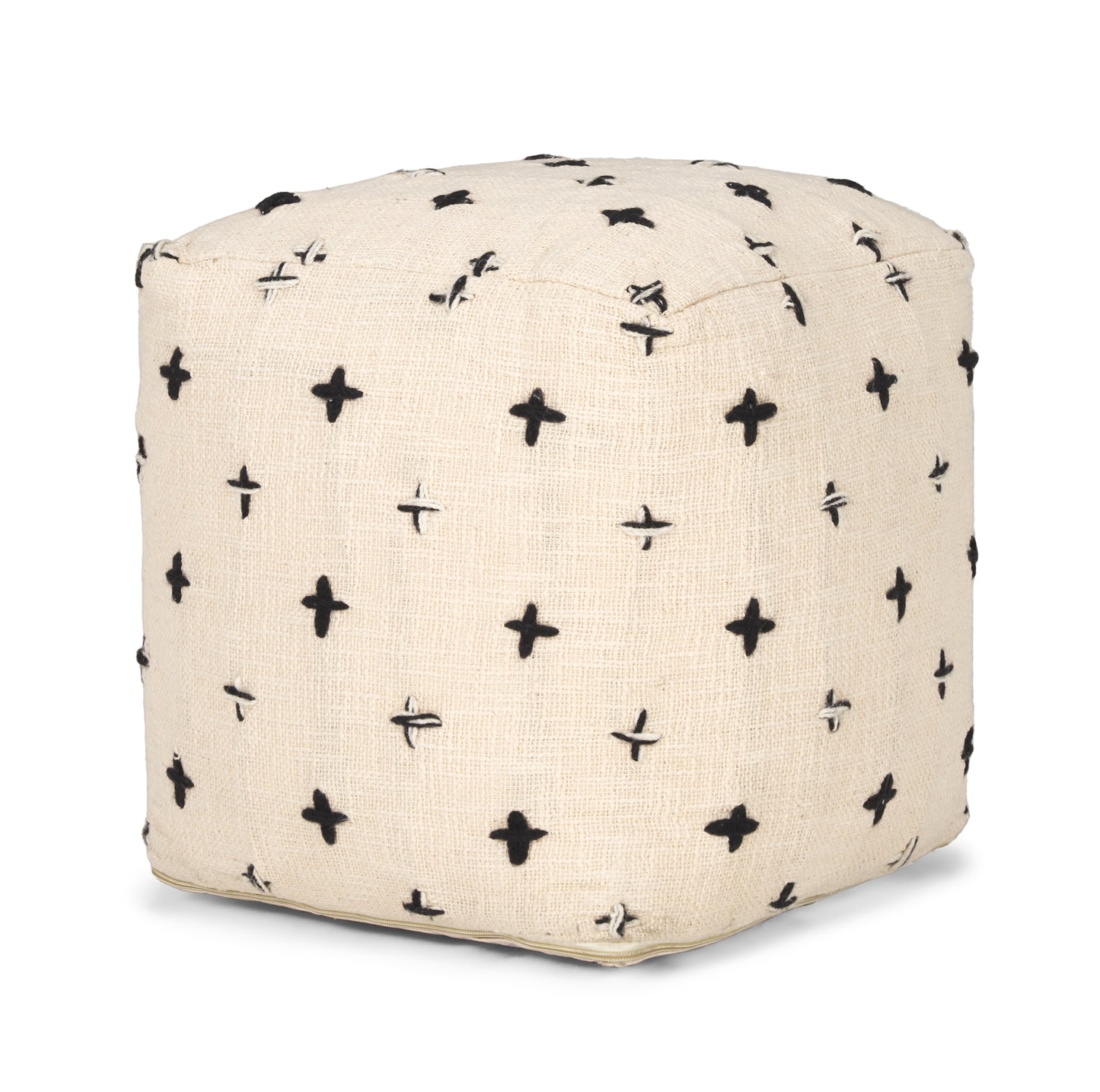 Saanvi Pouf Cream Wool - poufs