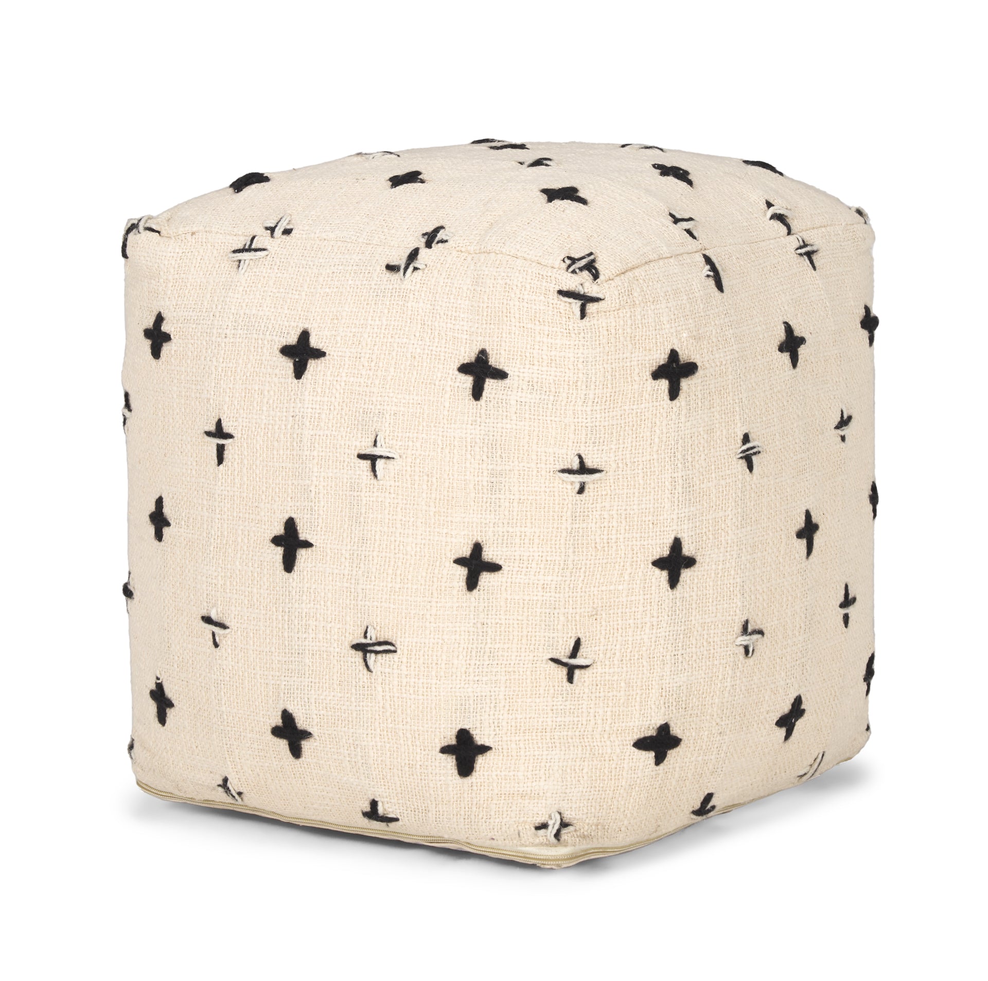 Saanvi Pouf Cream Wool - poufs