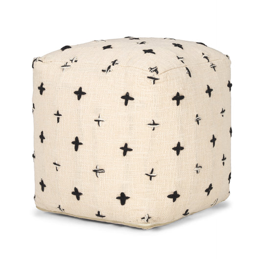 Saanvi Pouf Cream Wool - poufs