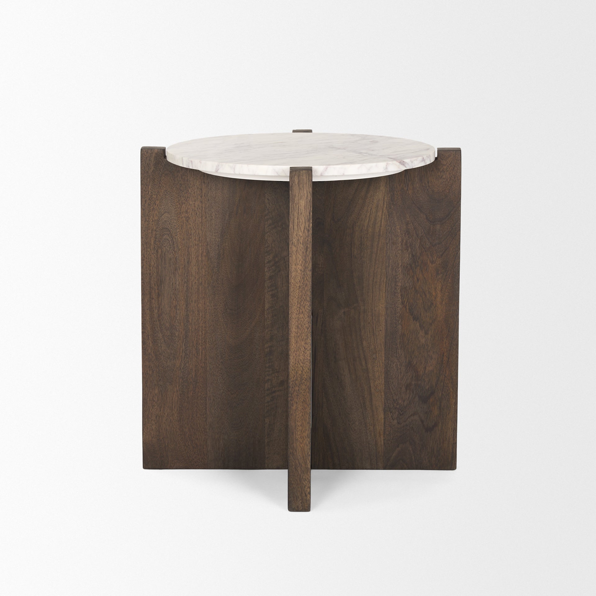 Bianca Accent Table Dark Brown Wood | Marble - accent-tables