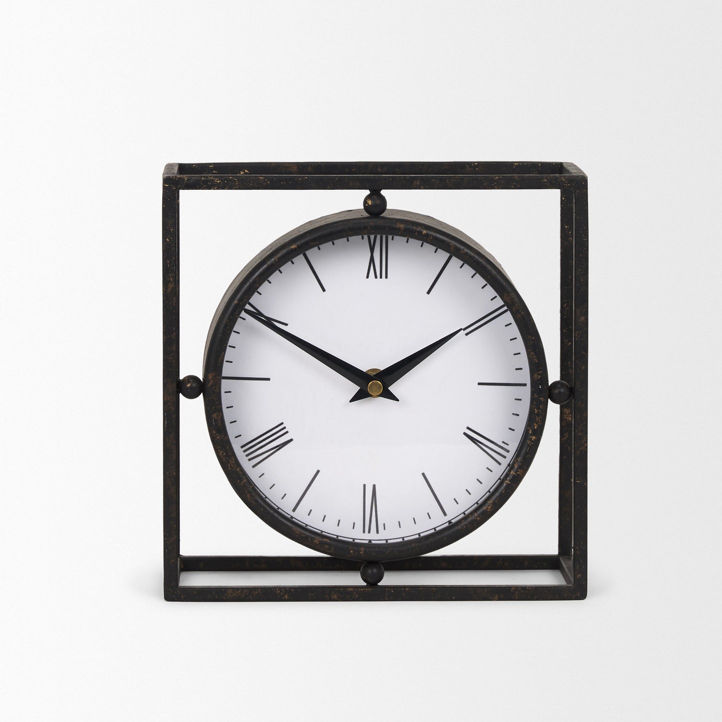 Raisa Black w/ Gold Antiquing Metal Table Clock