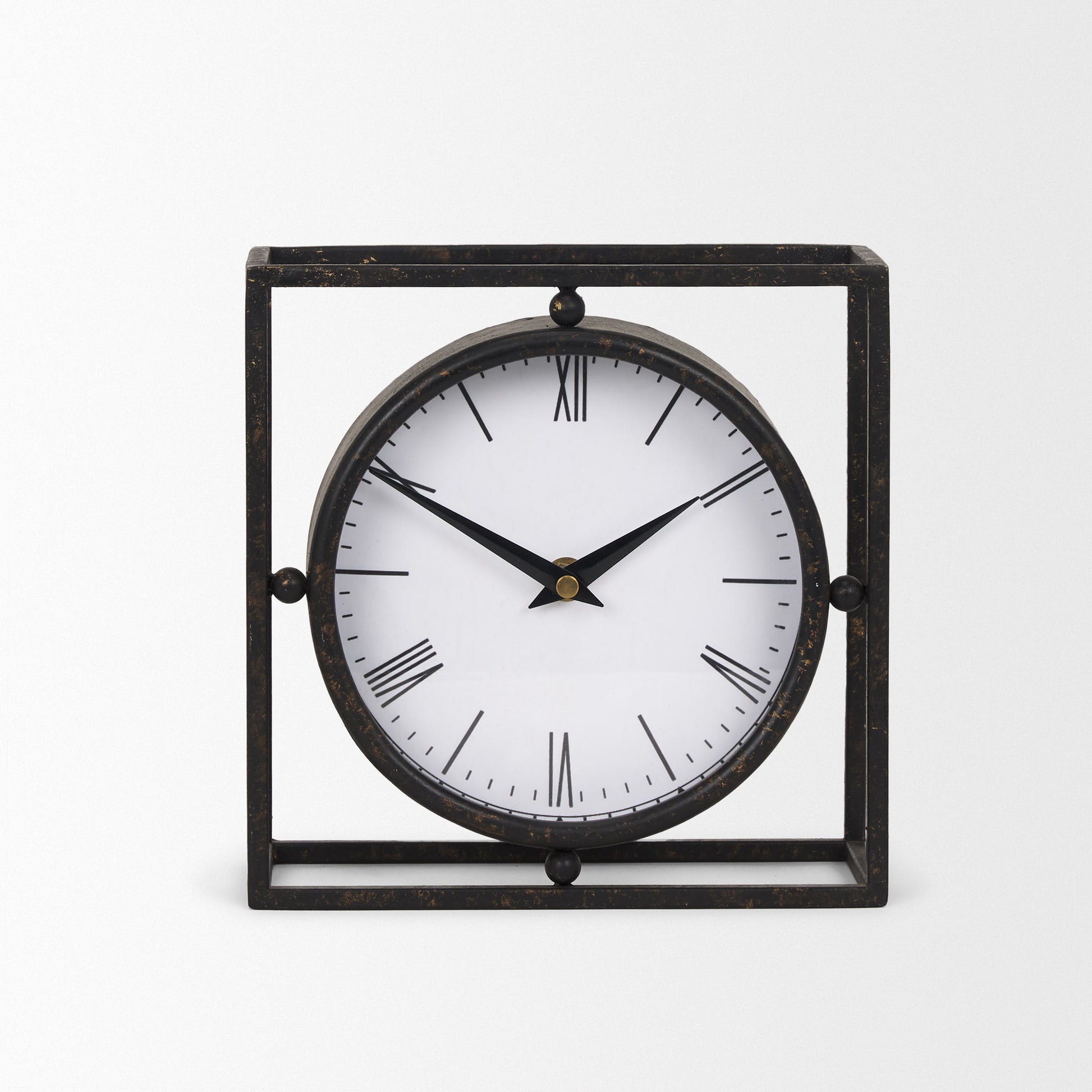 Raisa Black w/ Gold Antiquing Metal Table Clock