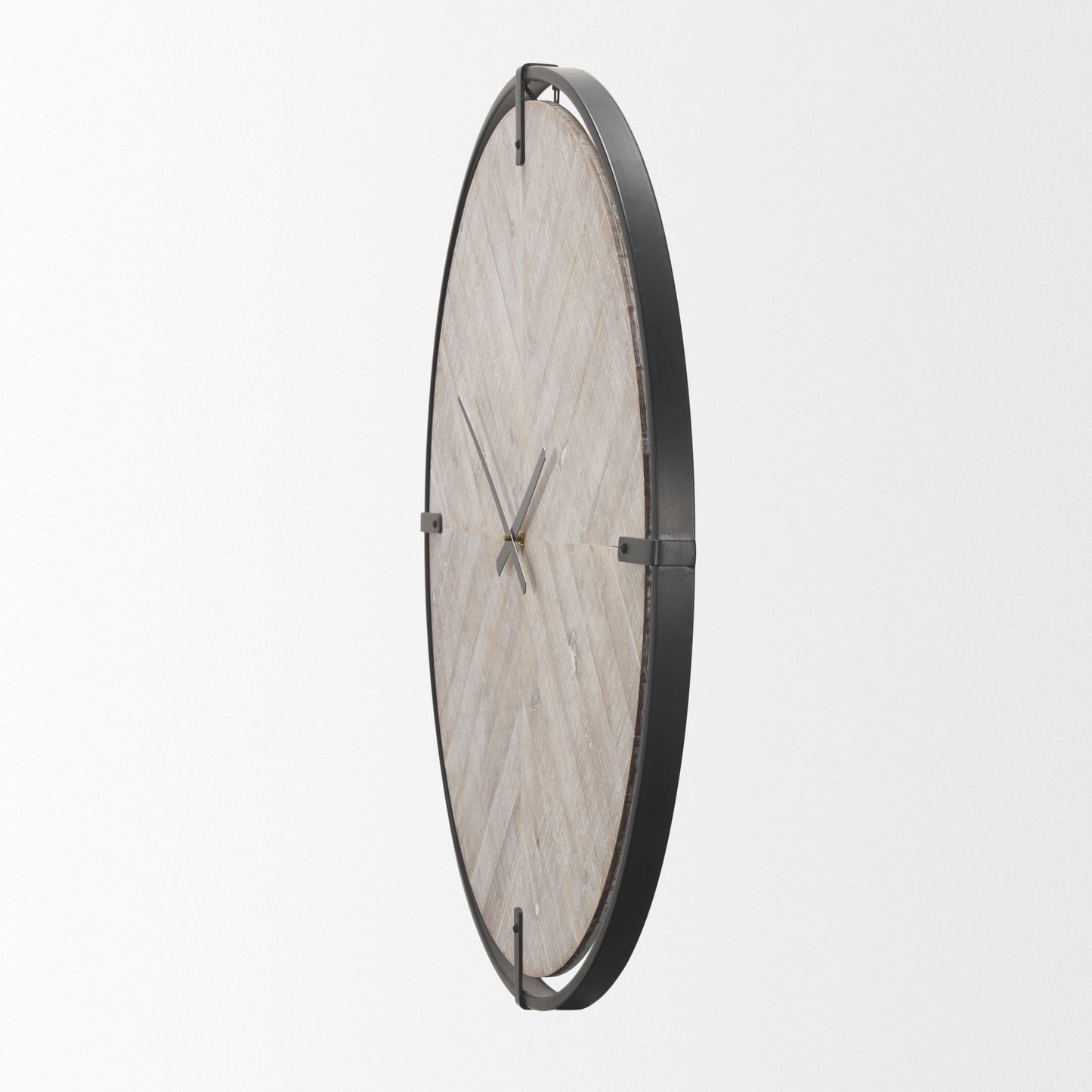 Rani Matte Black Metal w/ Wood Wall Clock