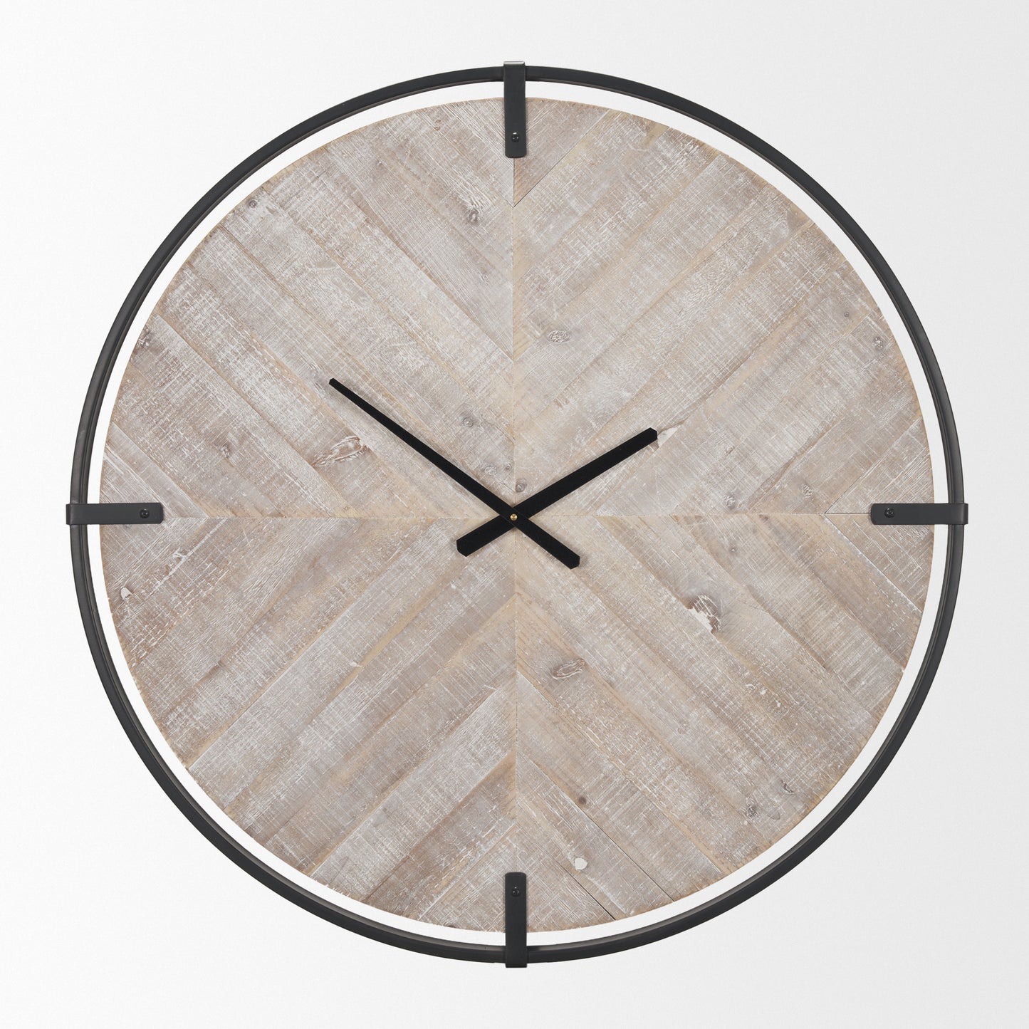 Rani Matte Black Metal w/ Wood Wall Clock