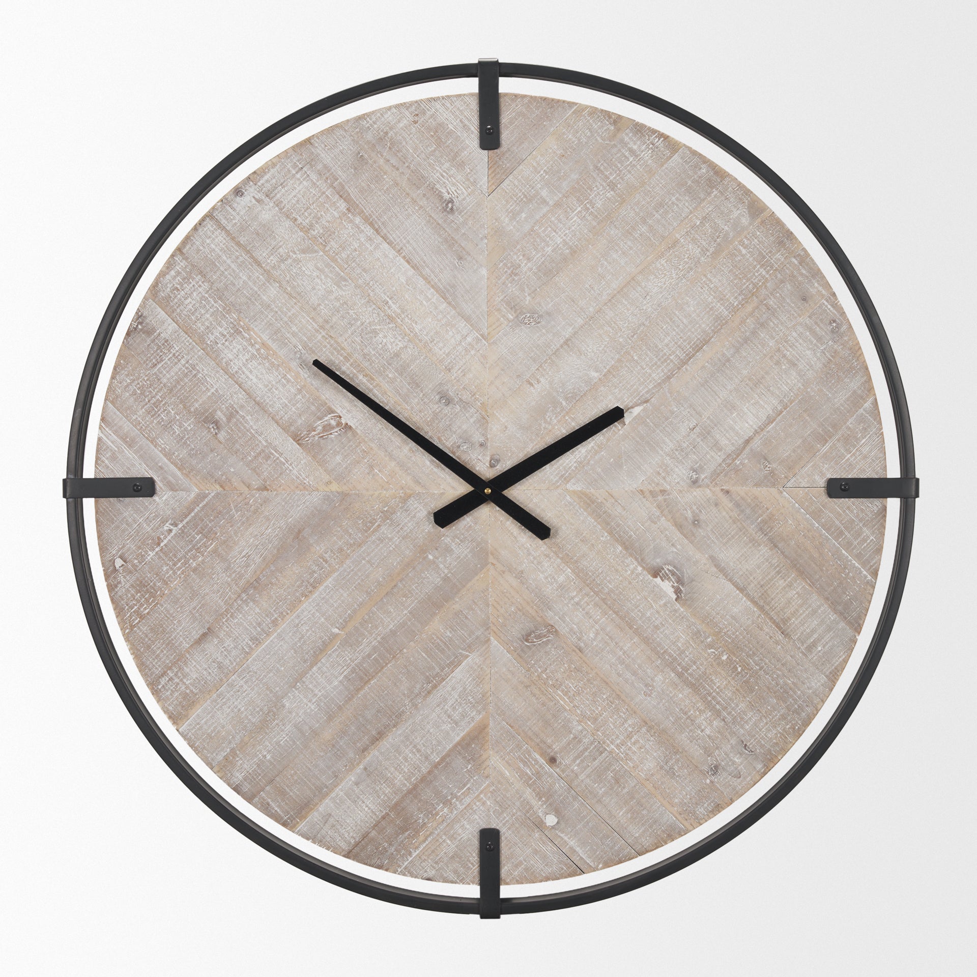 Rani Matte Black Metal w/ Wood Wall Clock