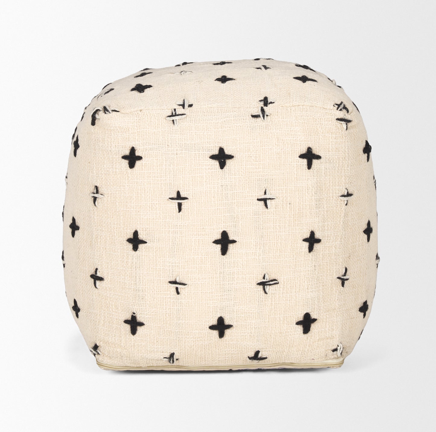 Saanvi Pouf Cream Wool - poufs