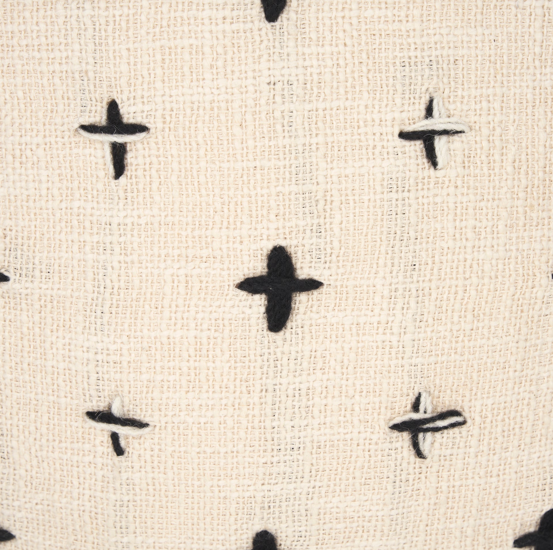 Saanvi Wool w/ Cream and Black Stitched Cross Patterned Pouf