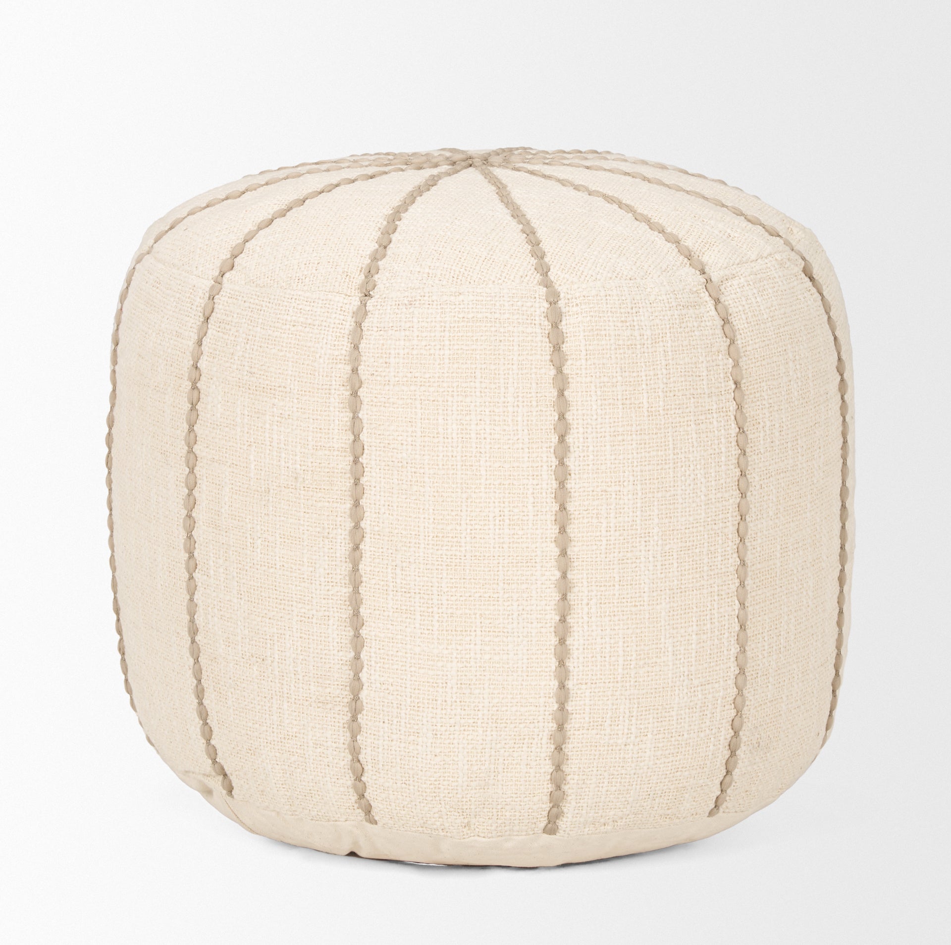 Sachi Beige w/ Stitching Pouf