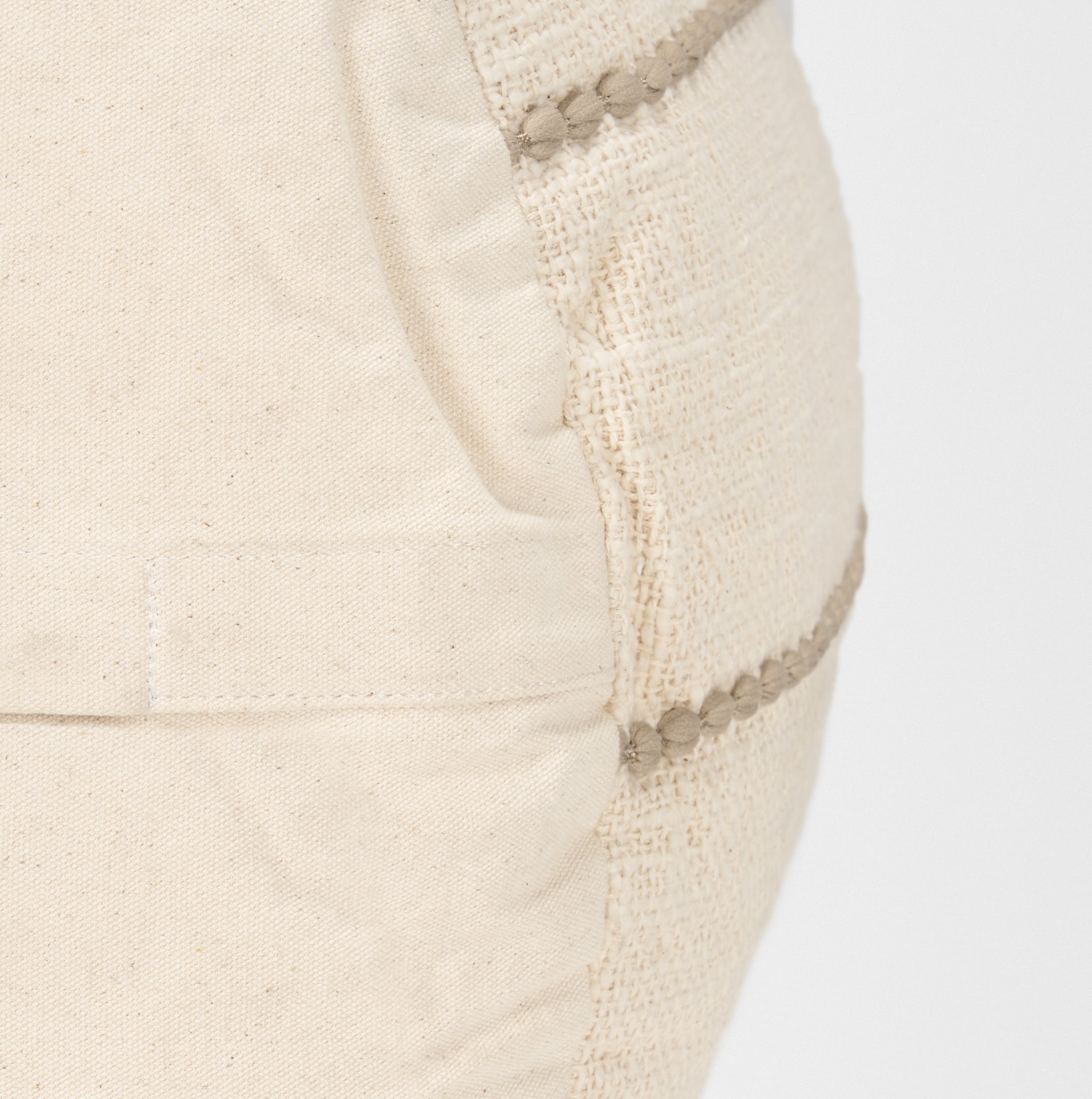 Sachi Beige w/ Stitching Pouf