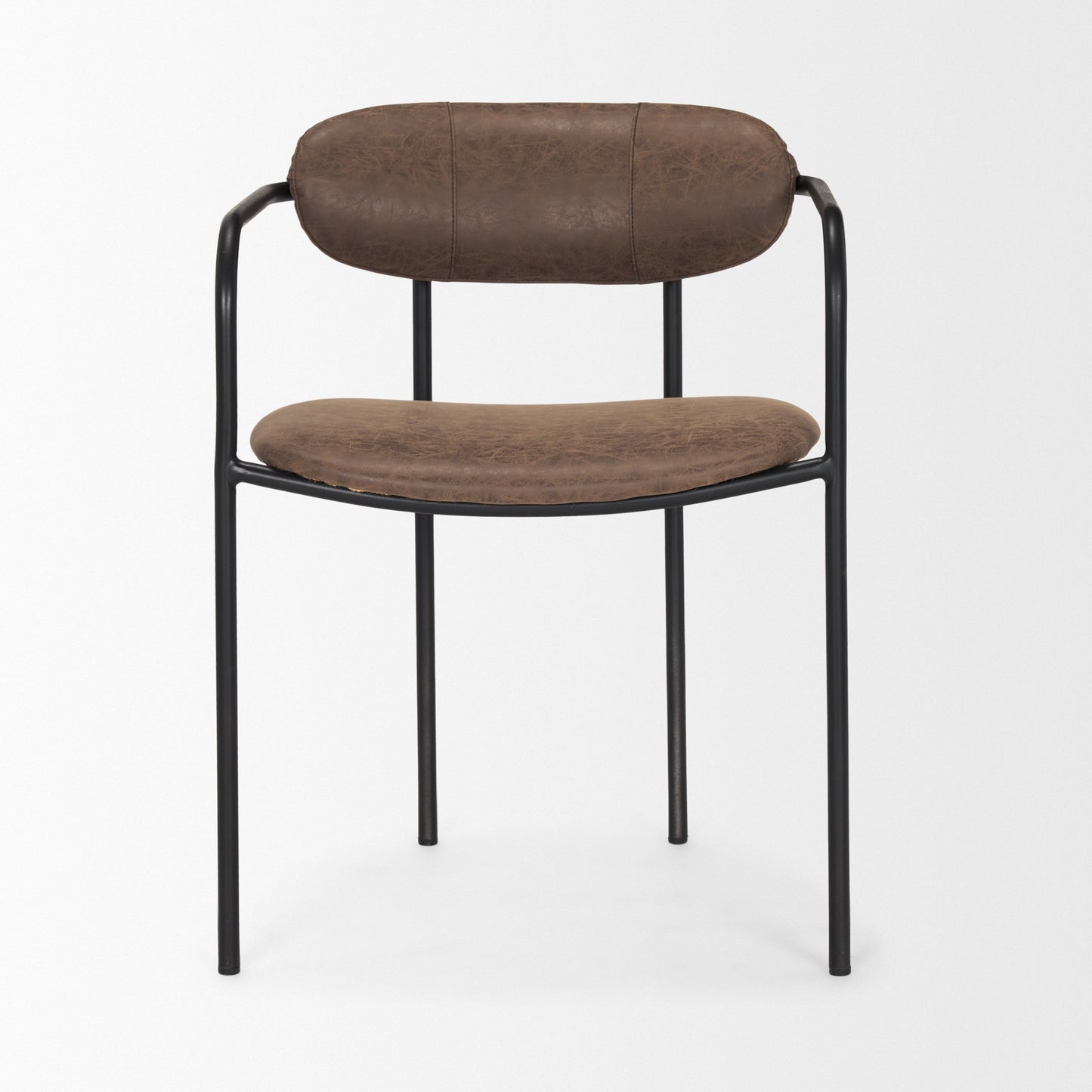 Parker Dining Chair Black Metal | Brown Faux Leather