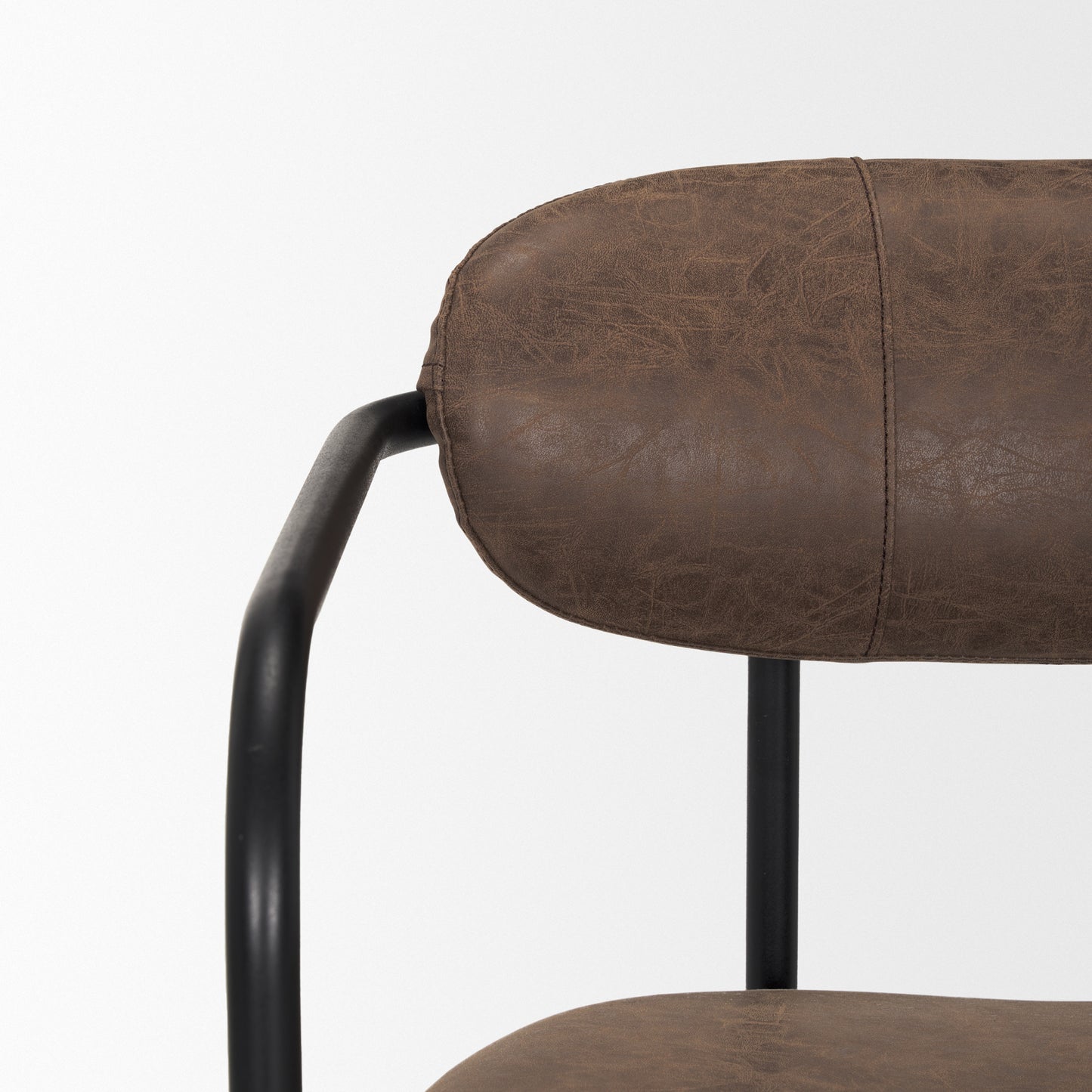 Parker Dining Chair Black Metal | Brown Faux Leather