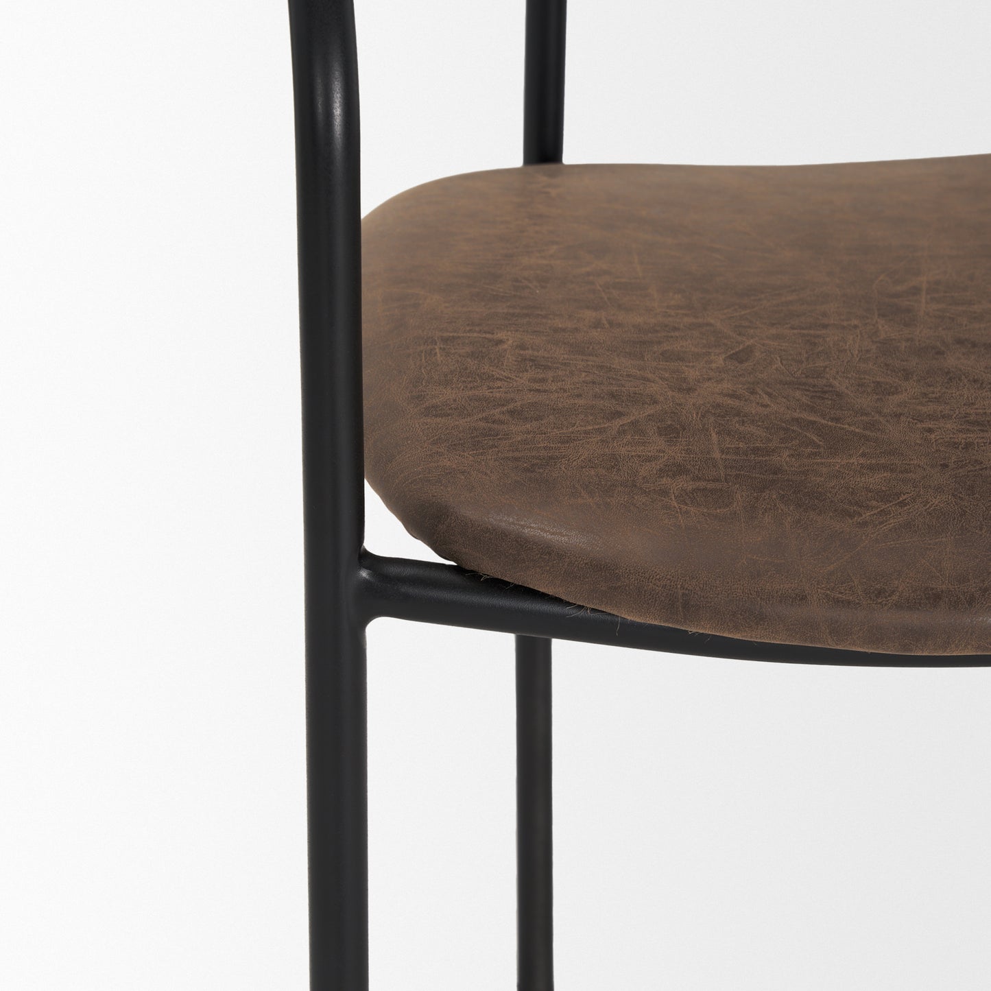 Parker Dining Chair Black Metal | Brown Faux Leather