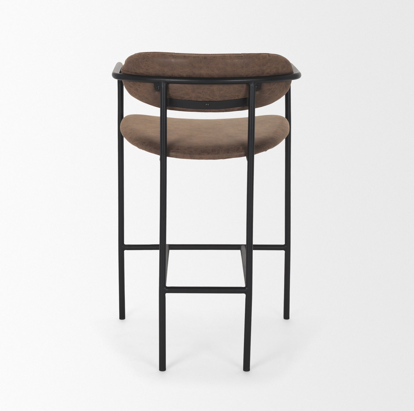 Parker Bar Counter Stool Black Metal | Brown Faux Leather - bar-stools