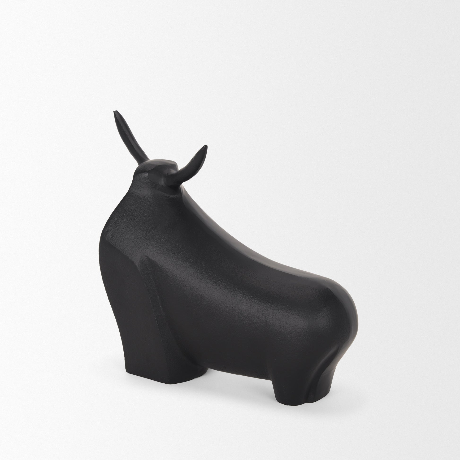 Radu Large Matte Black Metal Bull Decorative Object